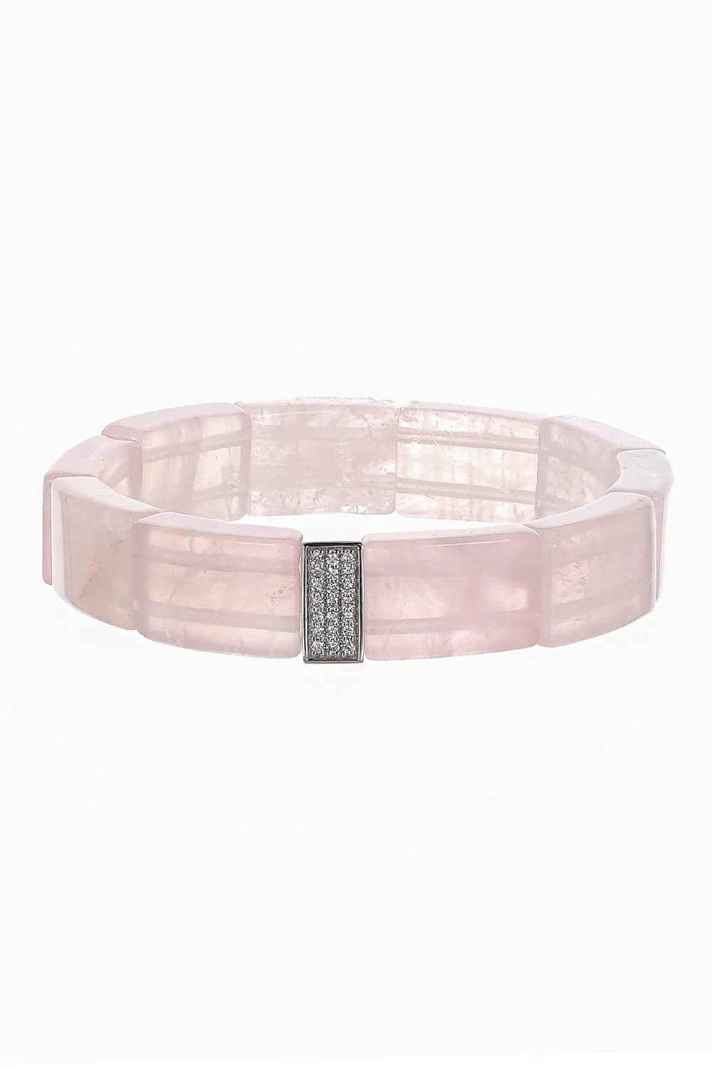 Rose Quartz Pave Rectangle Bracelet - 1