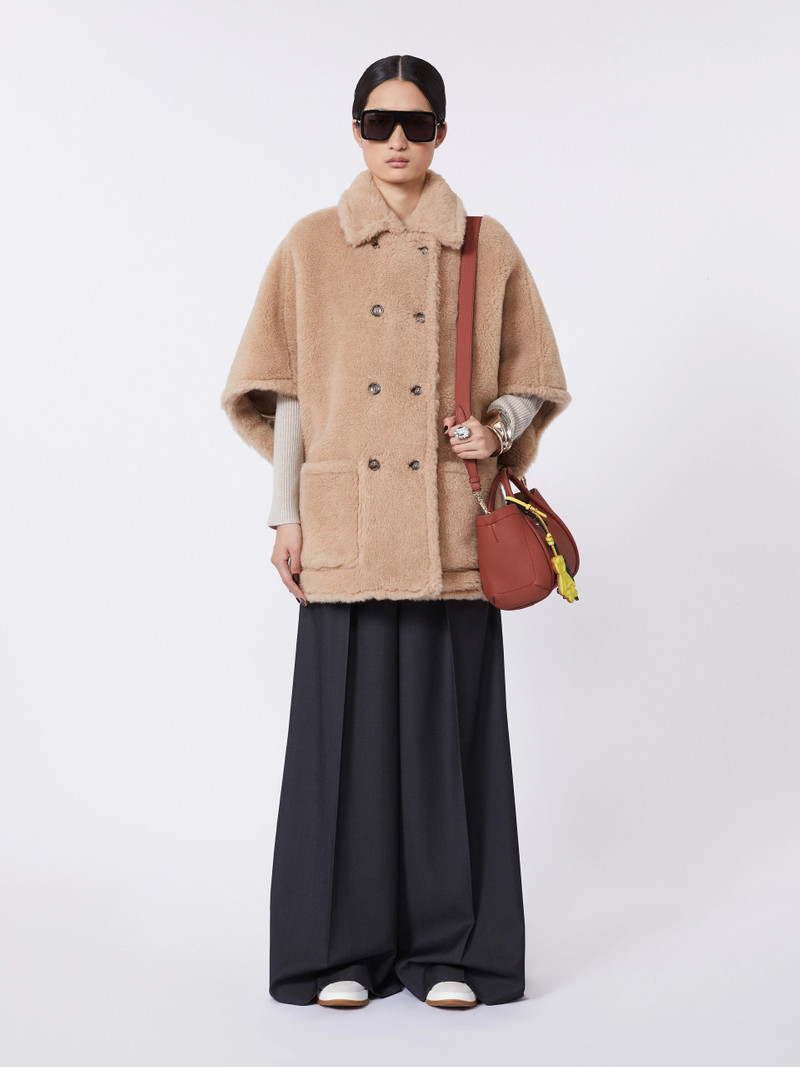 Max Mara Alpaca and cashmere Teddy fabric cape - BEIGE outlook