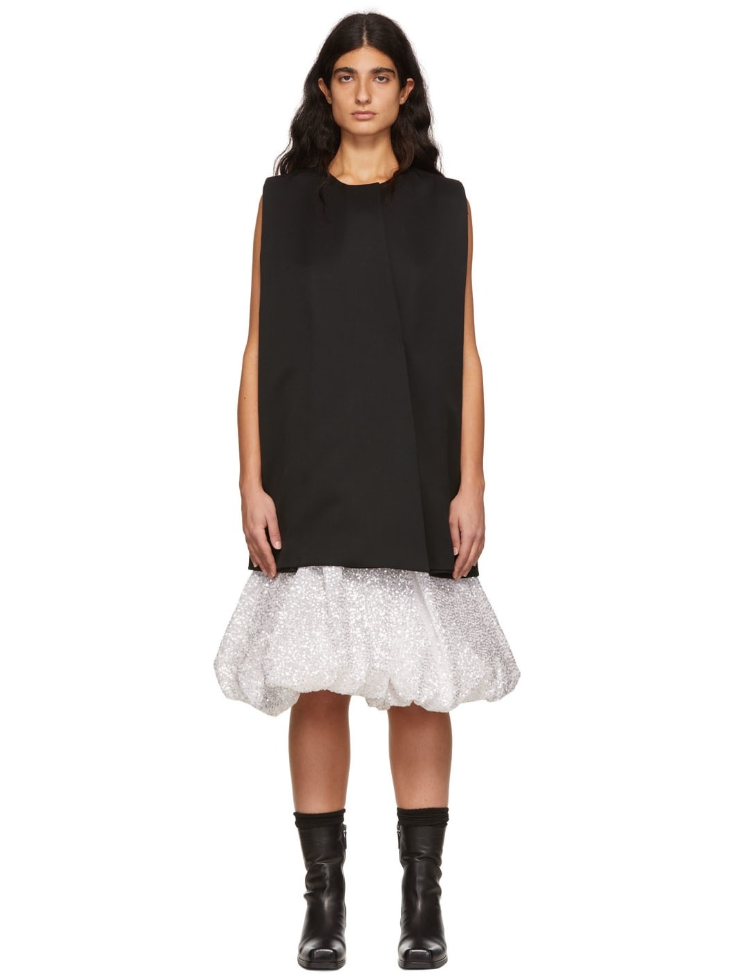 Black Wool Mini Dress - 1