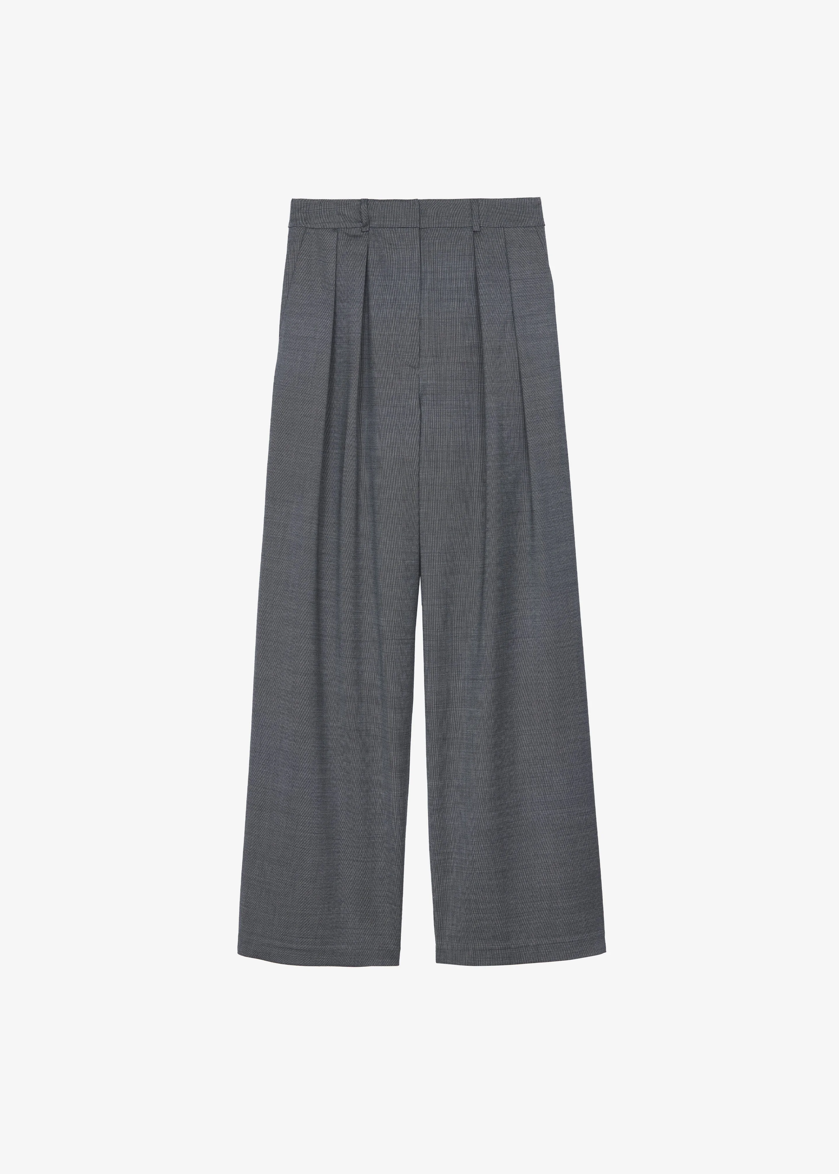 Ripley Pleated Trousers - Grey Melange - 1