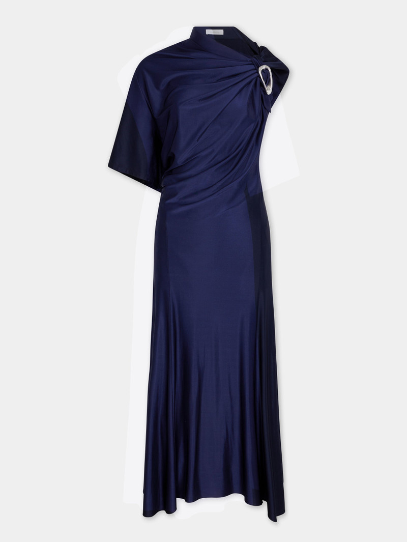 NAVY ASYMMETRICAL LONG DRESS IN JERSEY - 1