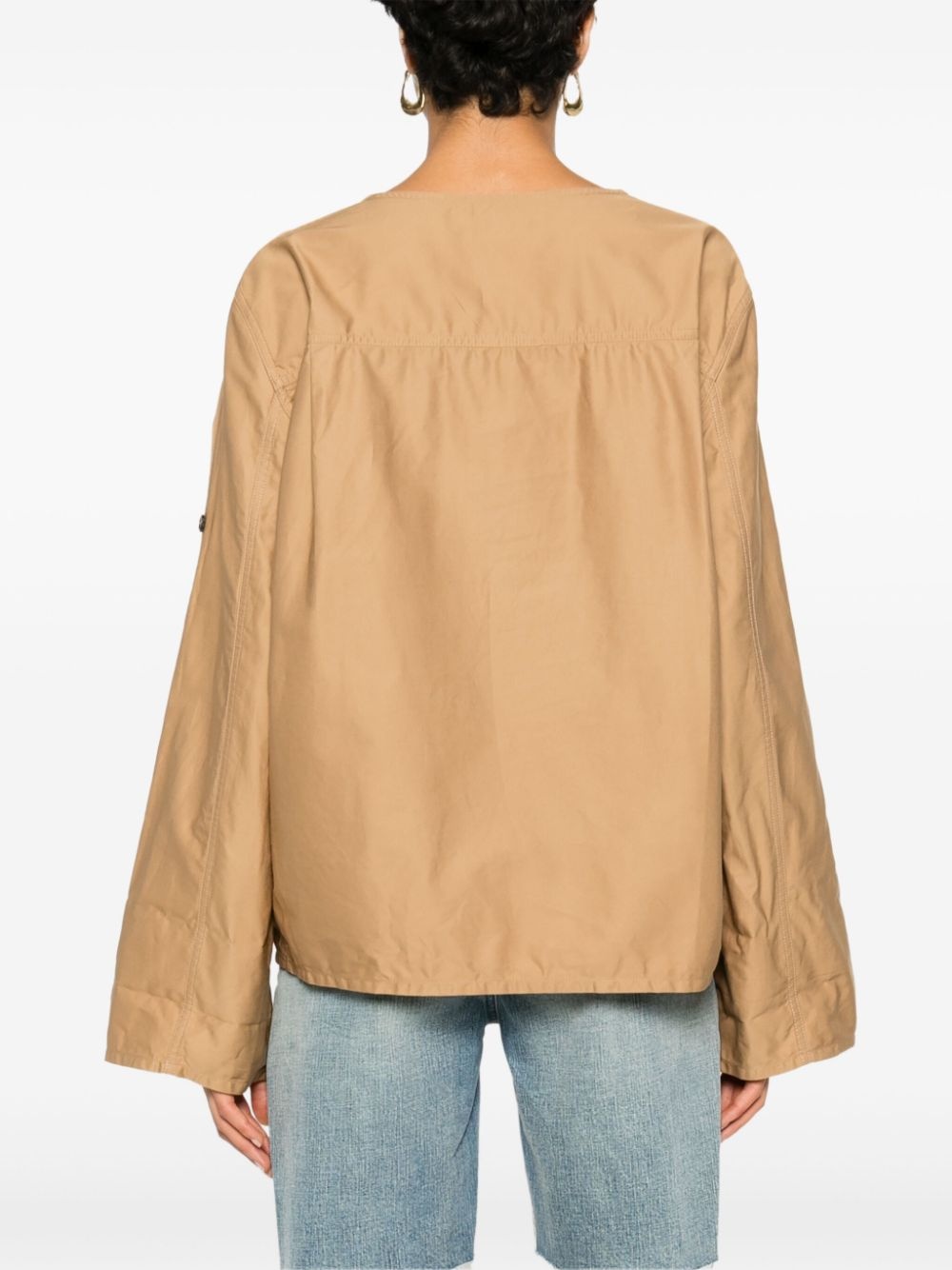 turn-up scoop-neck blouse - 4