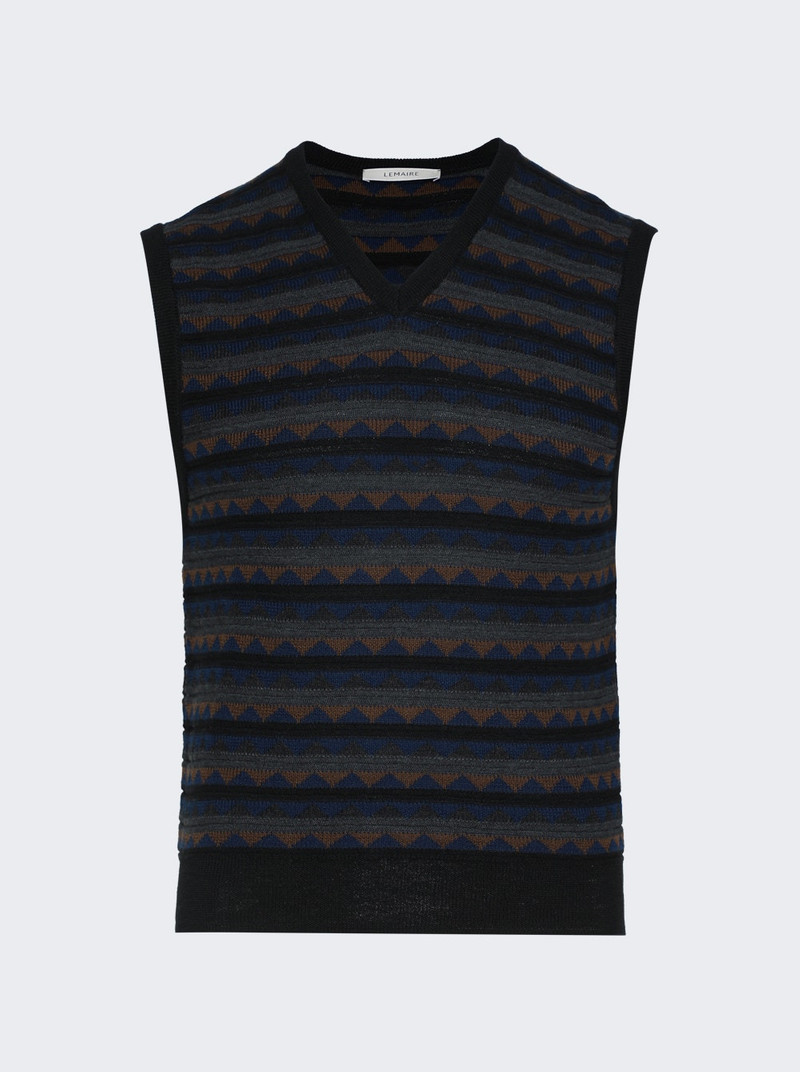 V-neck Jacquard Vest Black Combo 1