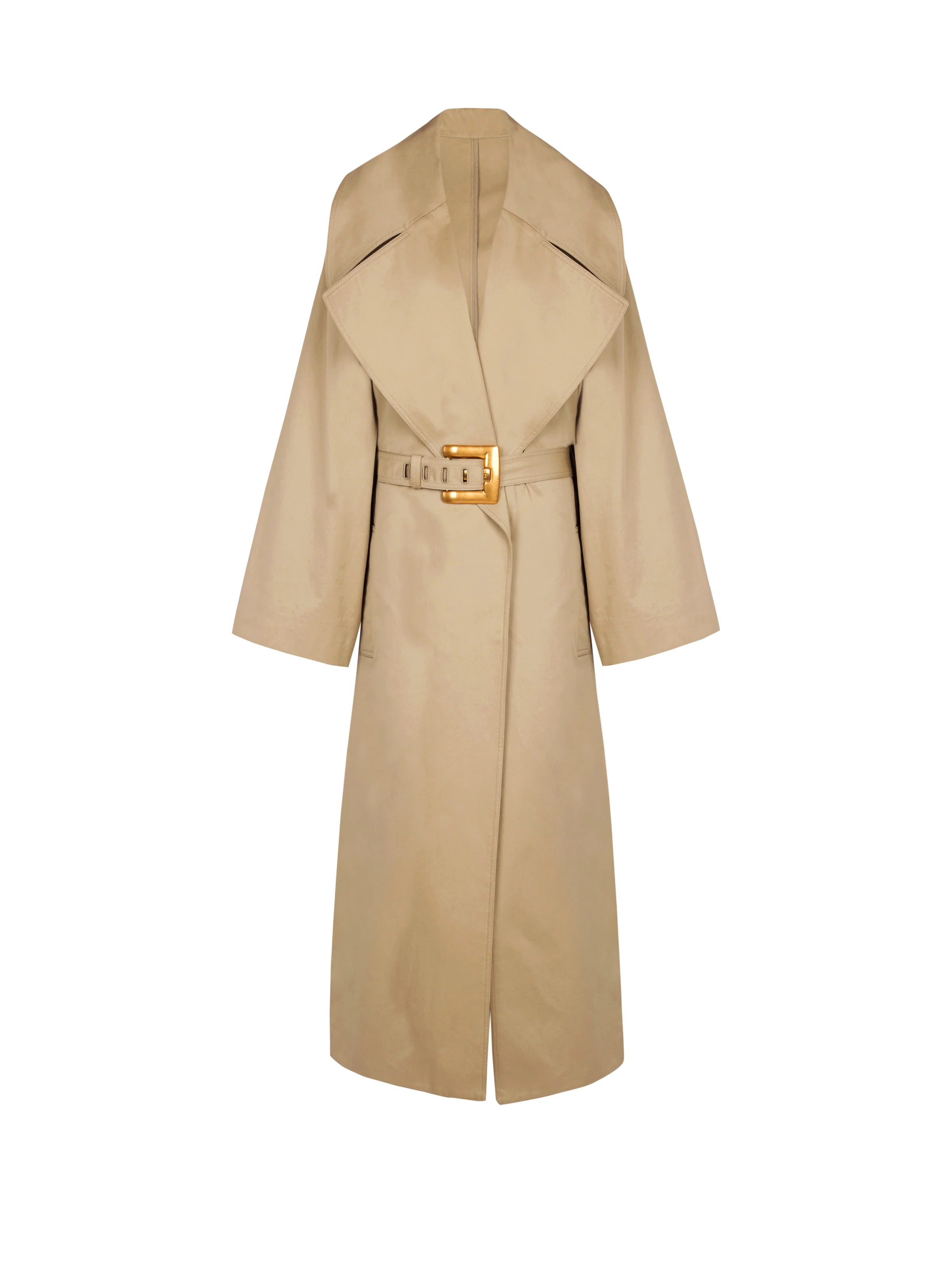 Long cotton gabardine trench coat - 1