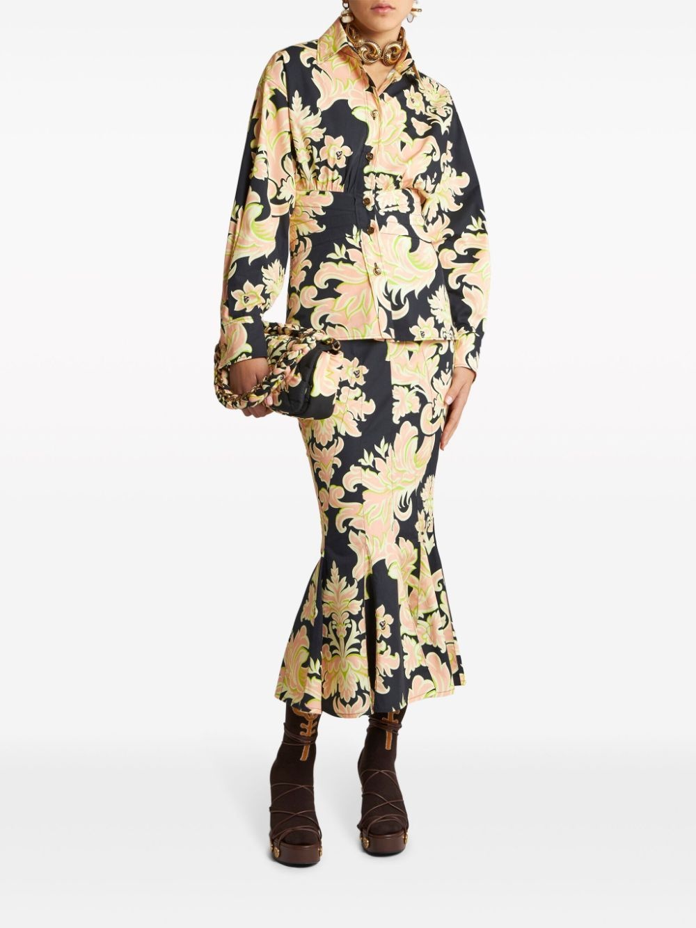 abstract-print cotton midi skirt - 2