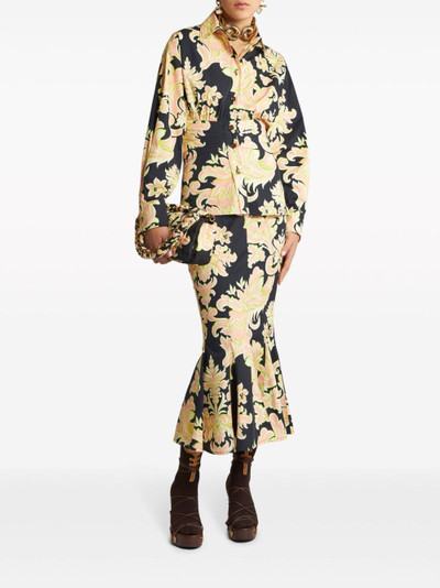 Etro abstract-print cotton midi skirt outlook