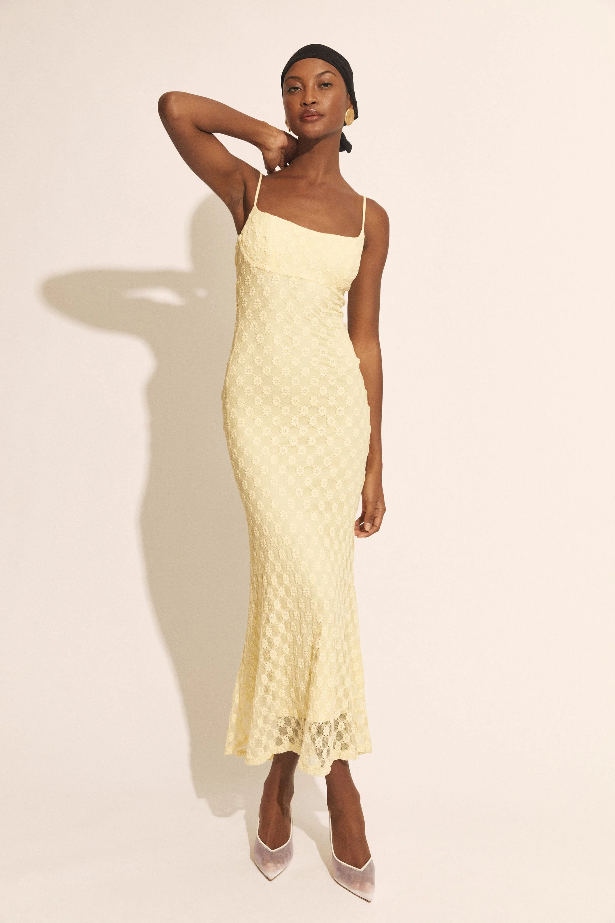 Adoni Mesh Midi Dress In Canary Yellow - 1
