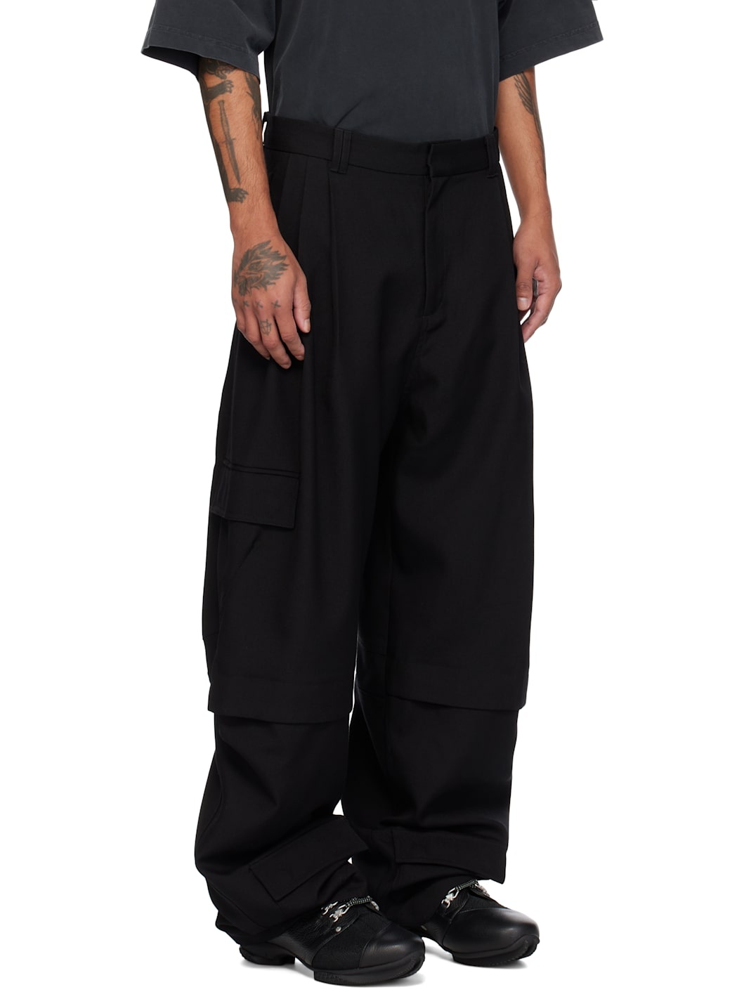 Black Cassell Layered Cargo Pants - 2