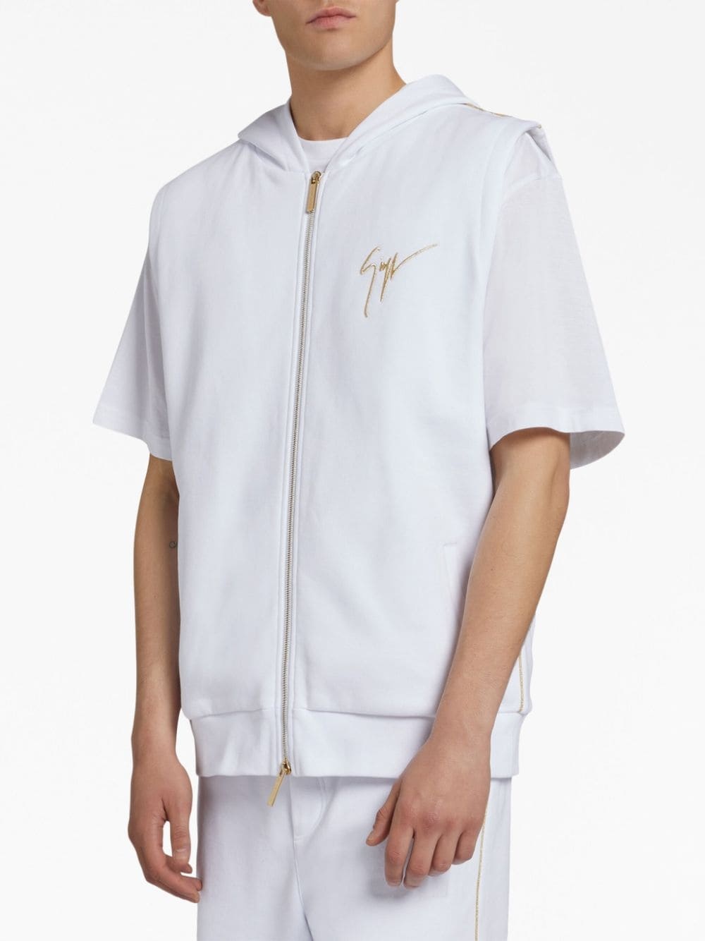 embroidered hooded vest - 3