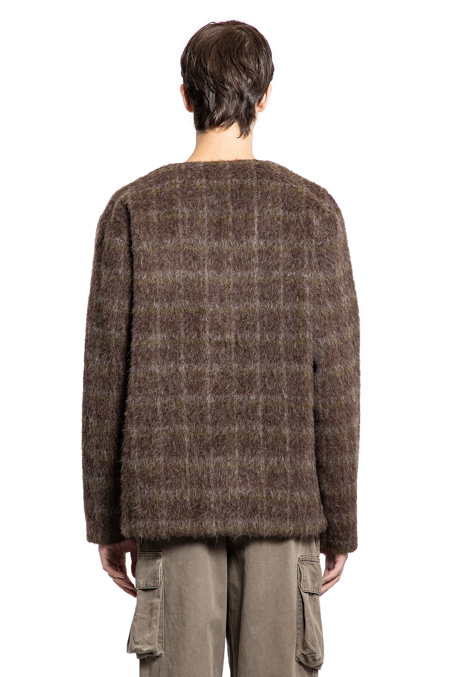 Check Hairy Wool Cardigan - 3