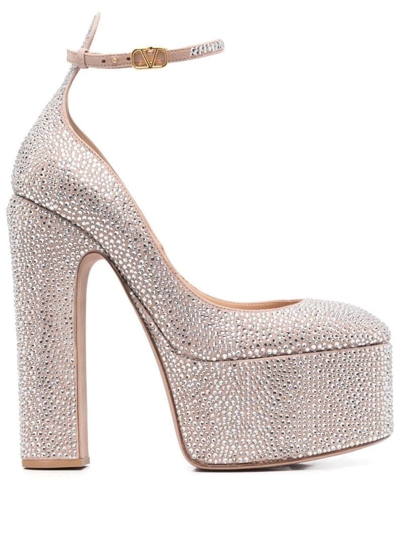 platform rhinestone pumps - 1