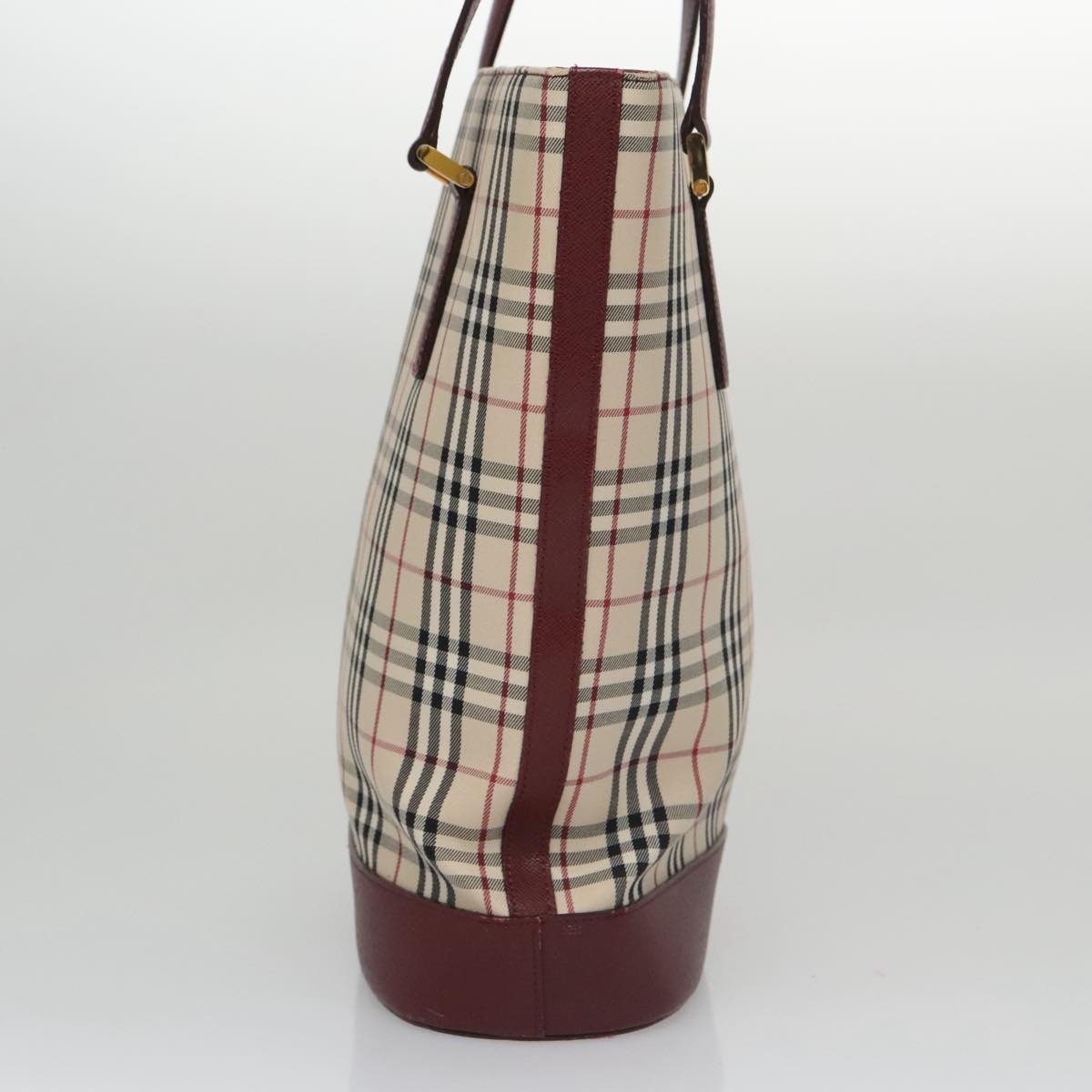 Burberry Nova Check Tote Bag Canvas Leather Gold Beige - 3