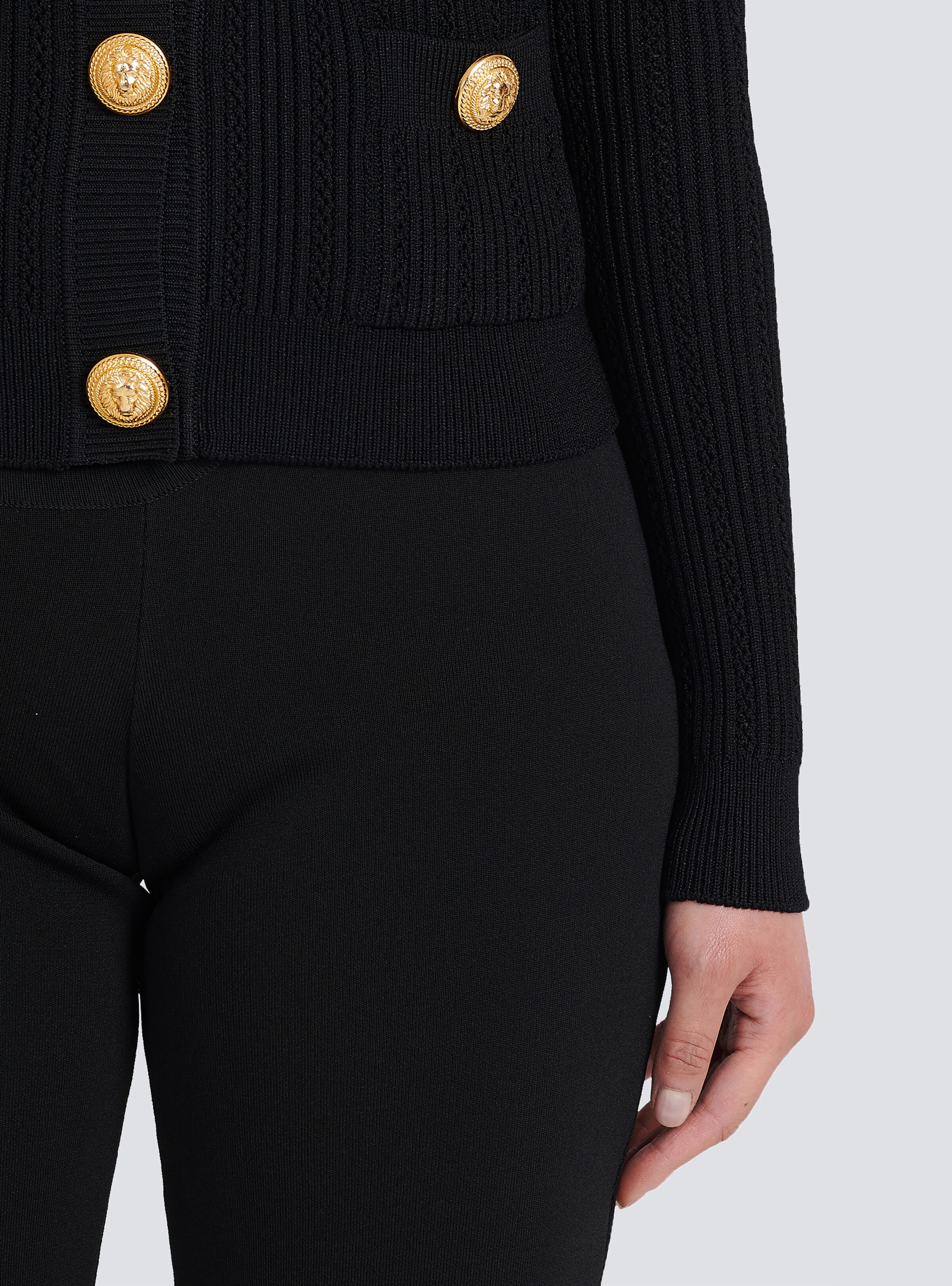 Cropped eco-designed knit cardigan with gold-tone buttons - 7