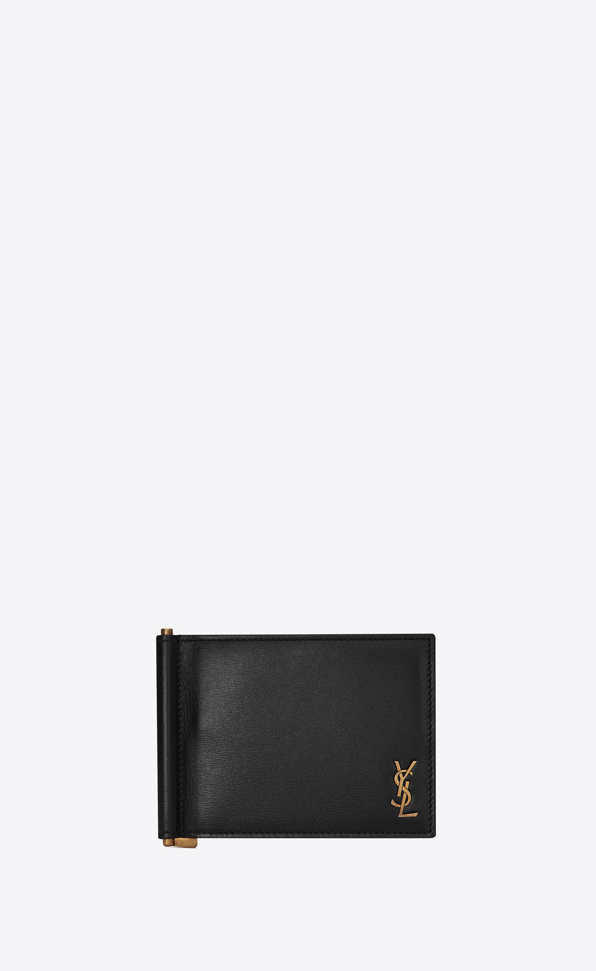 tiny monogram bill clip wallet in shiny leather - 1