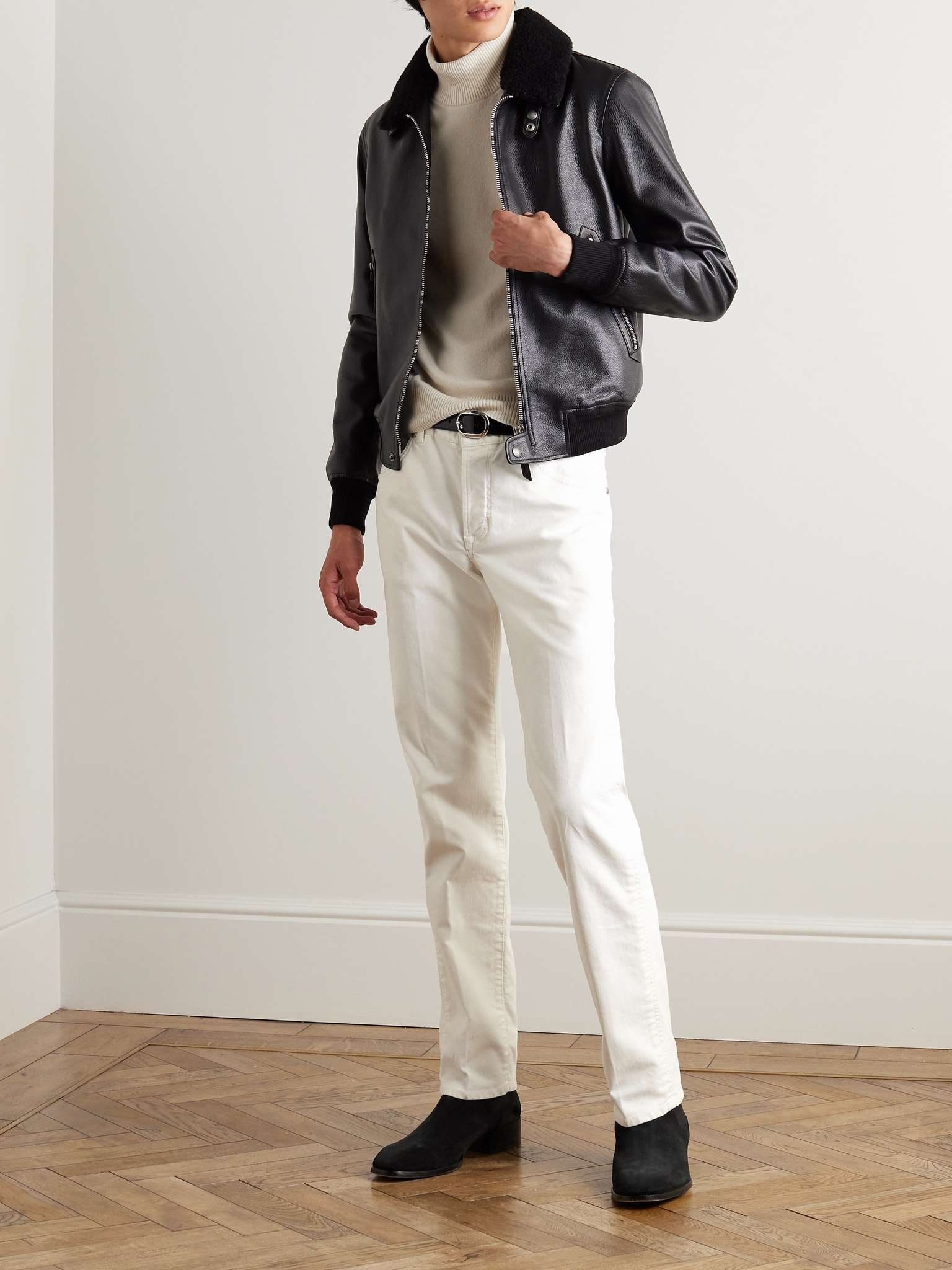 Slim-Fit Straight-Leg Cotton-Blend Moleskin Trousers - 2