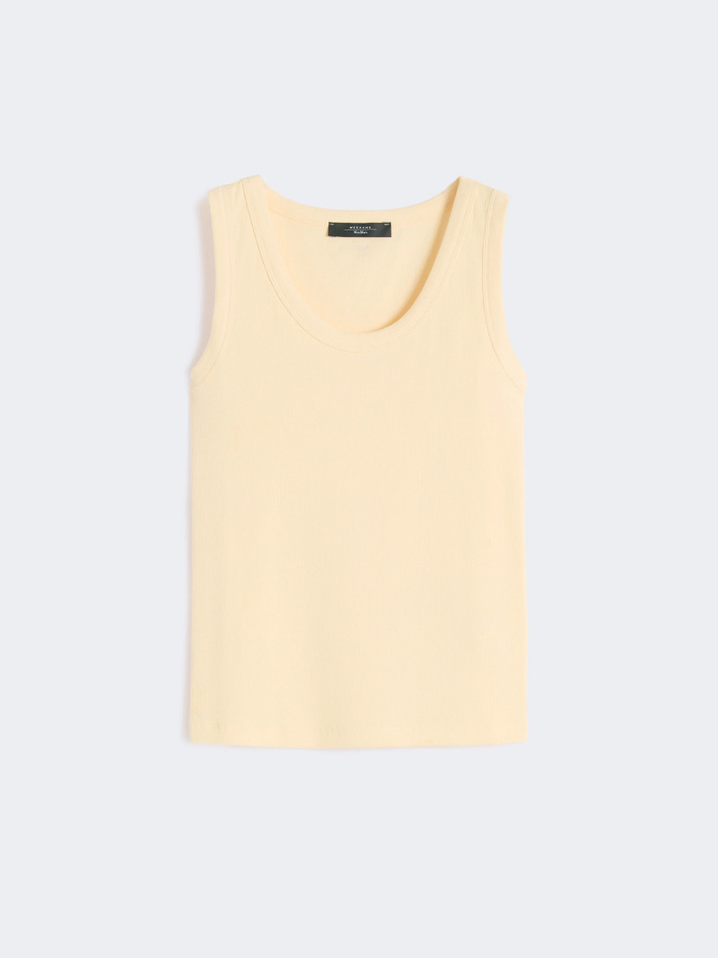 MULTIC Stretch cotton top - LIGHT YELLOW 1
