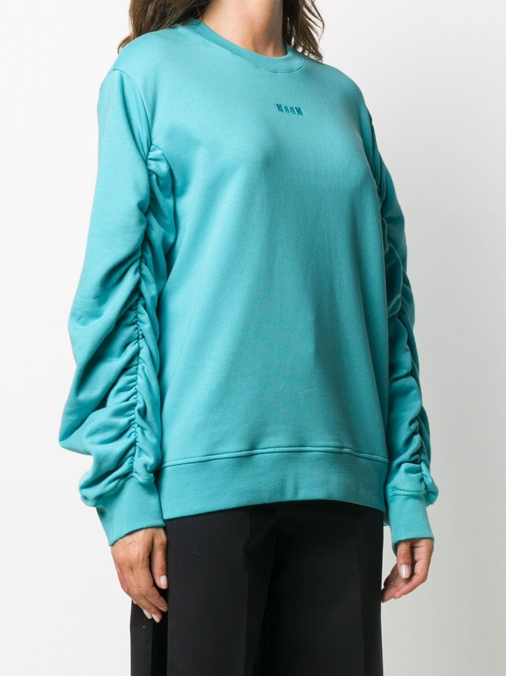 ruched-sleeve sweatshirt - 3