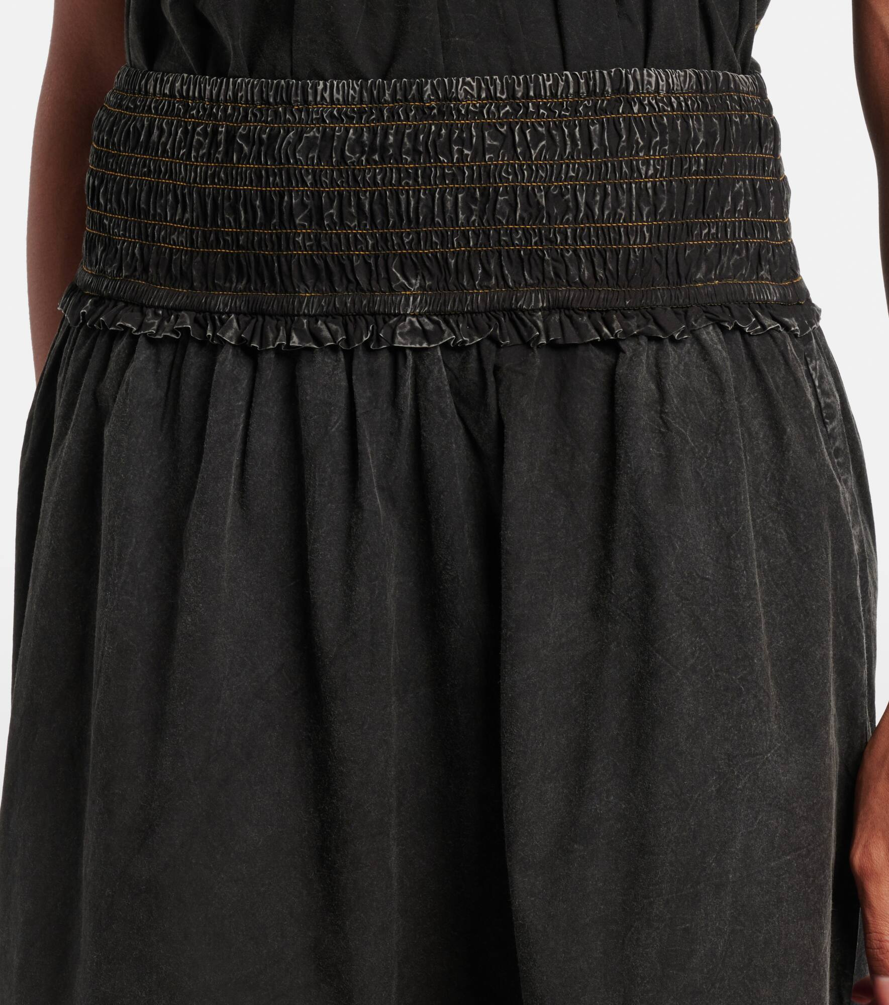 Smocked tiered cotton maxi skirt - 4
