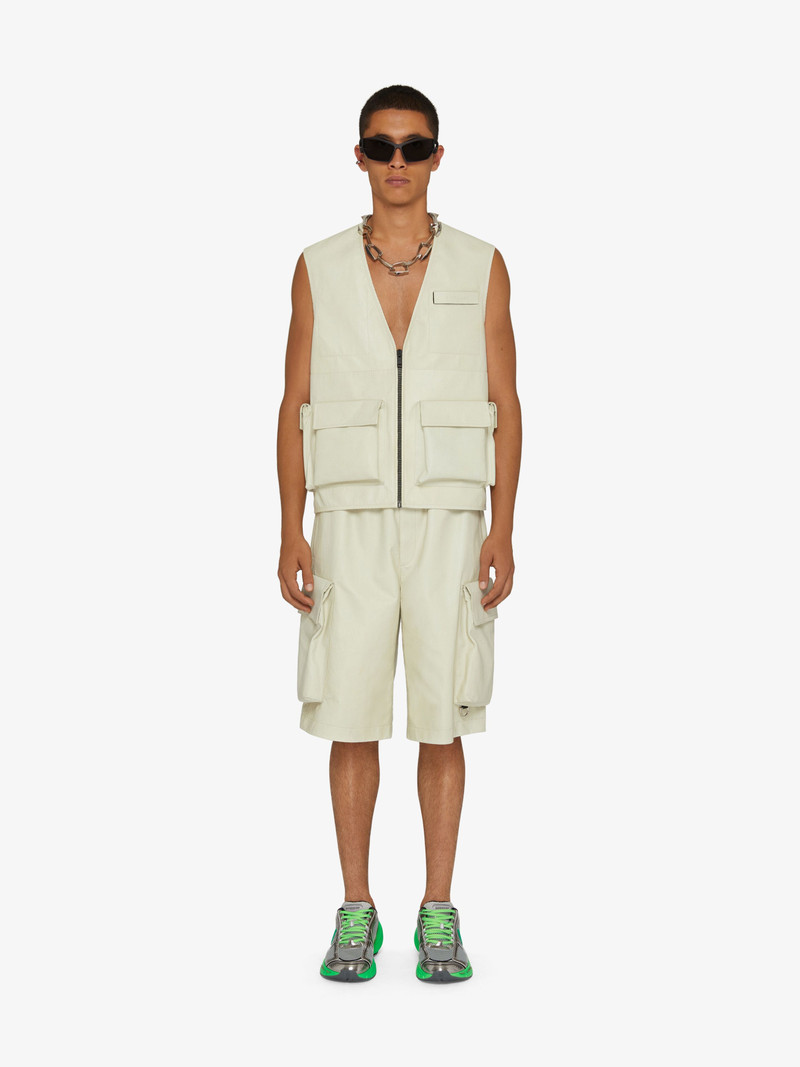 Givenchy SLEEVELESS CARGO JACKET IN LEATHER outlook