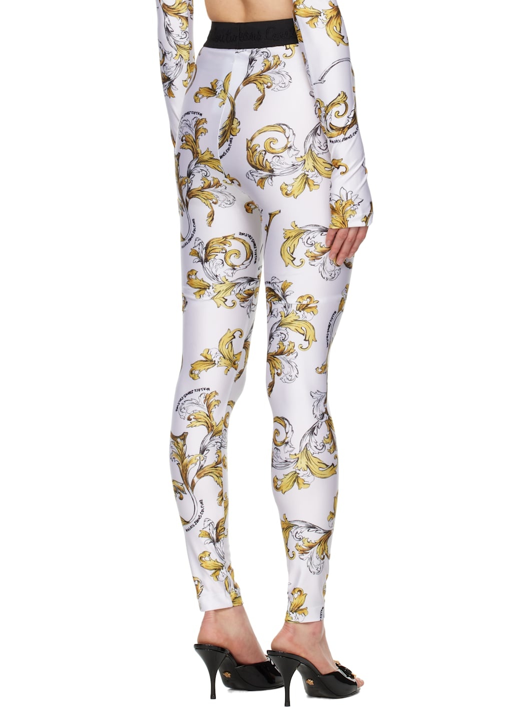 White Outline Barocco Leggings - 3