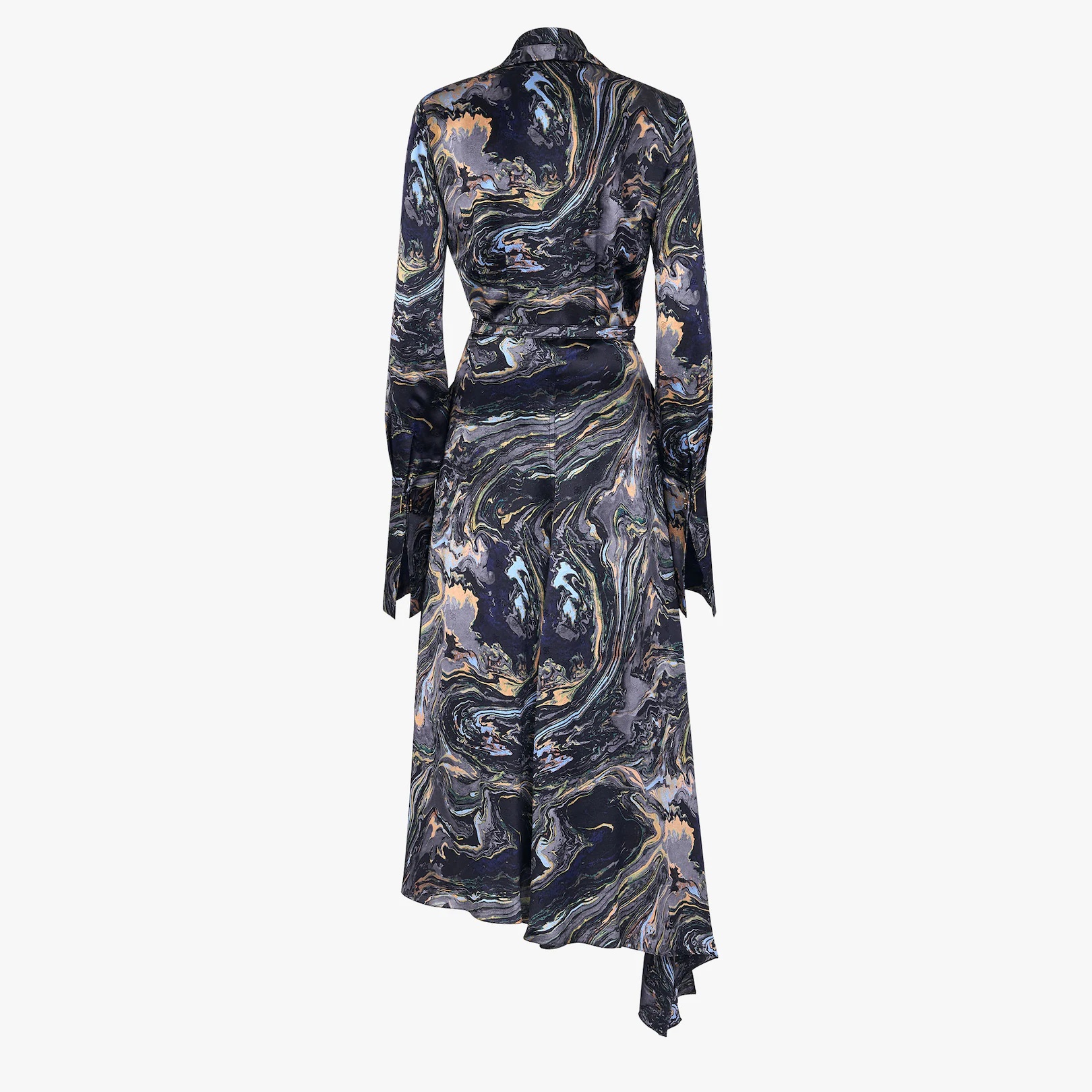 Blue satin crêpe dress - 2
