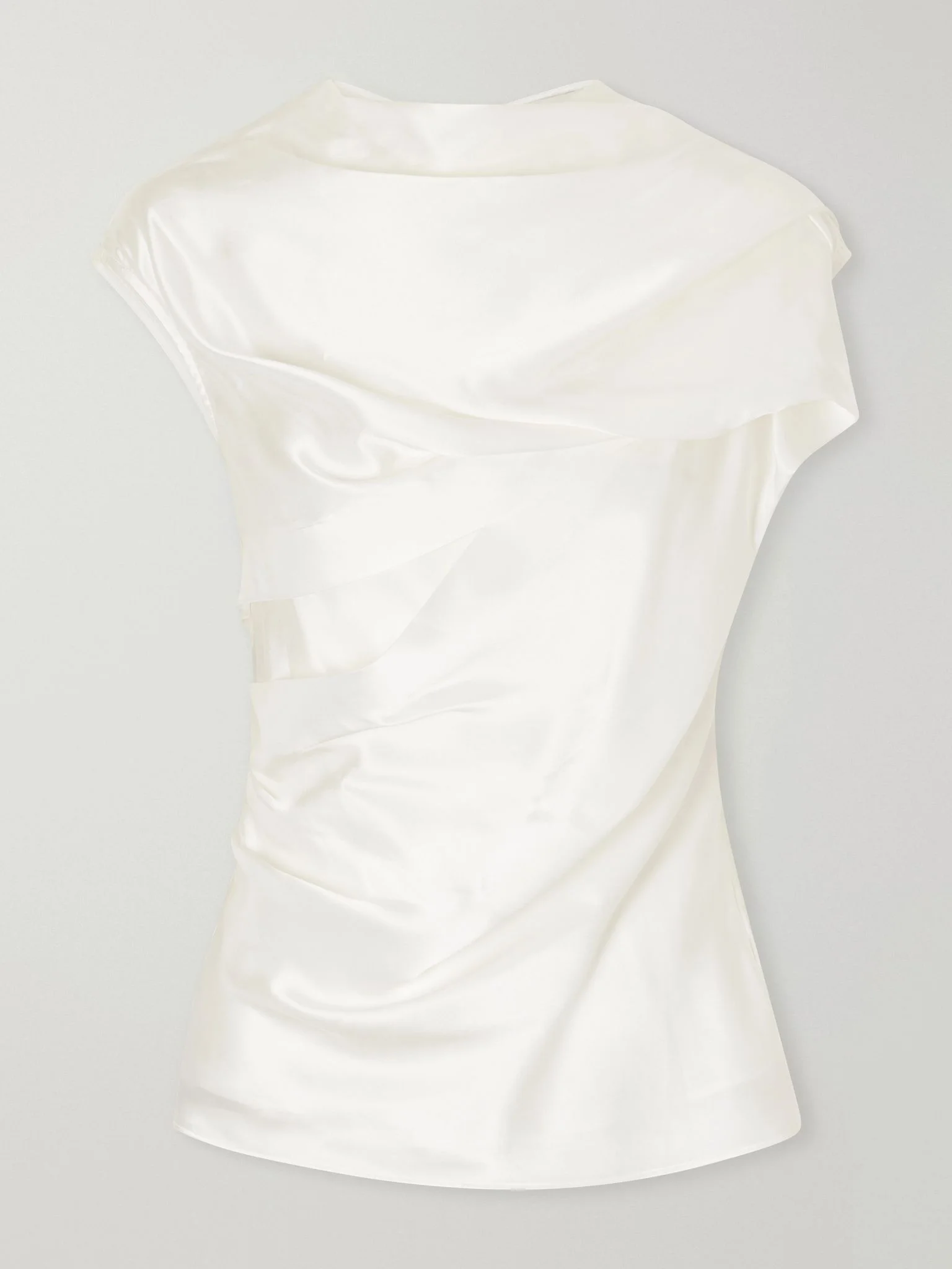 Ila draped silk-blend satin blouse White - 1