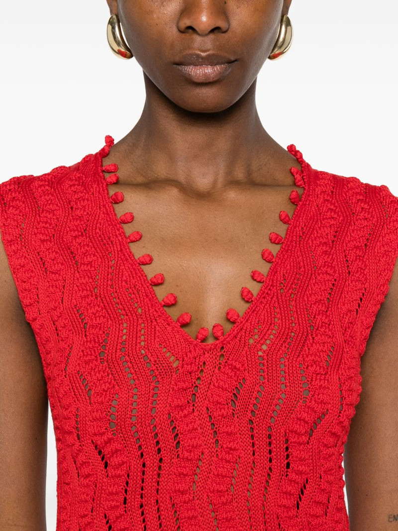 pom-pom V-neck midi dress 5