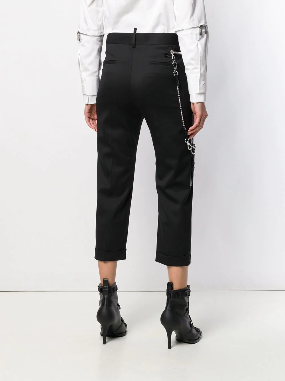 chain detail cropped trousers - 4