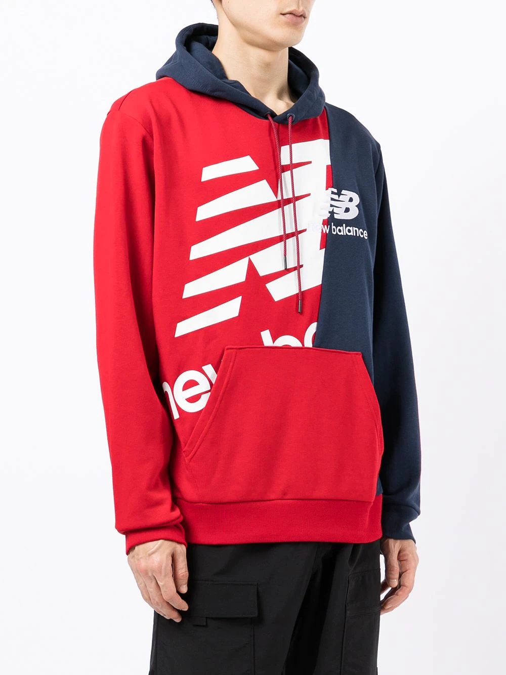 two-tone logo-print hoodie - 3