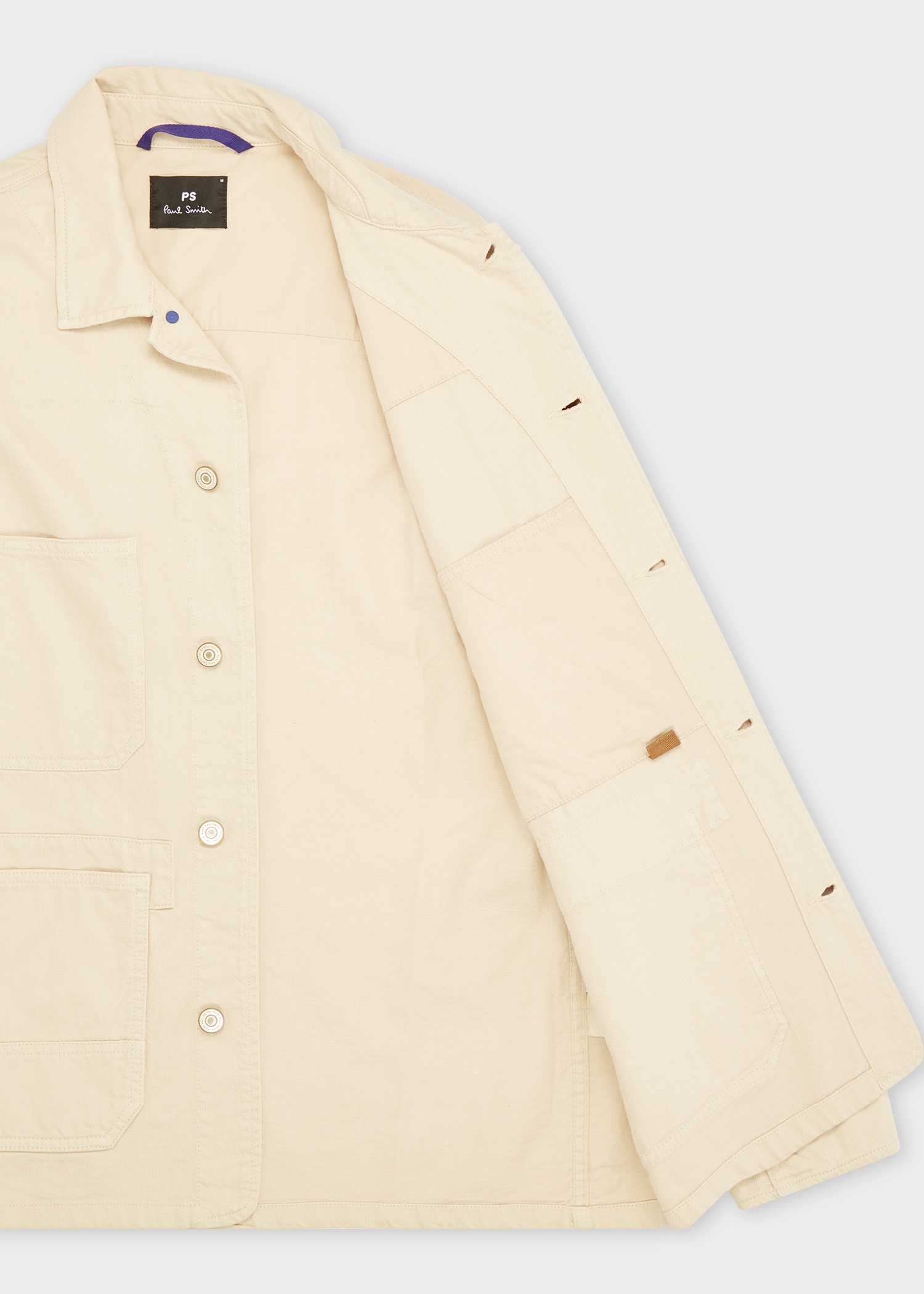 Ecru Cotton-Linen 'Broad Stripe Zebra' Work Jacket - 4