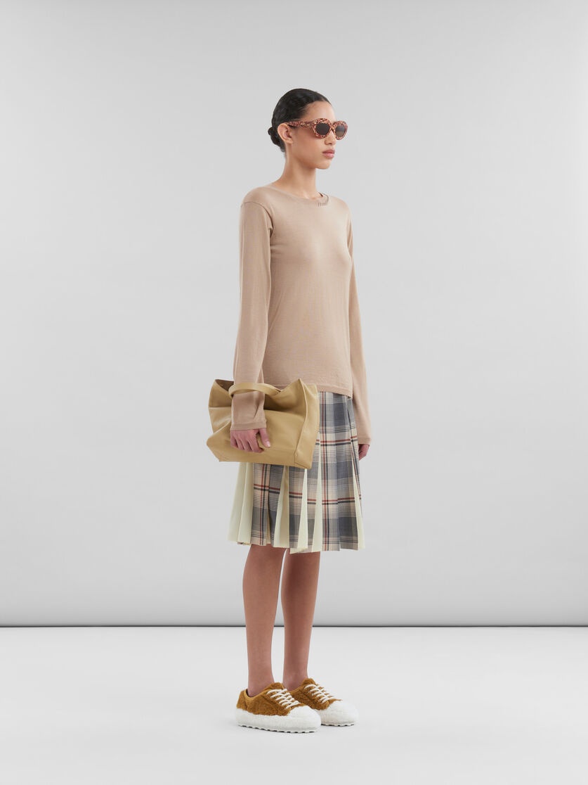 Marni GREY CHECKED WOOL SKIRT WITH PLEATS | REVERSIBLE
