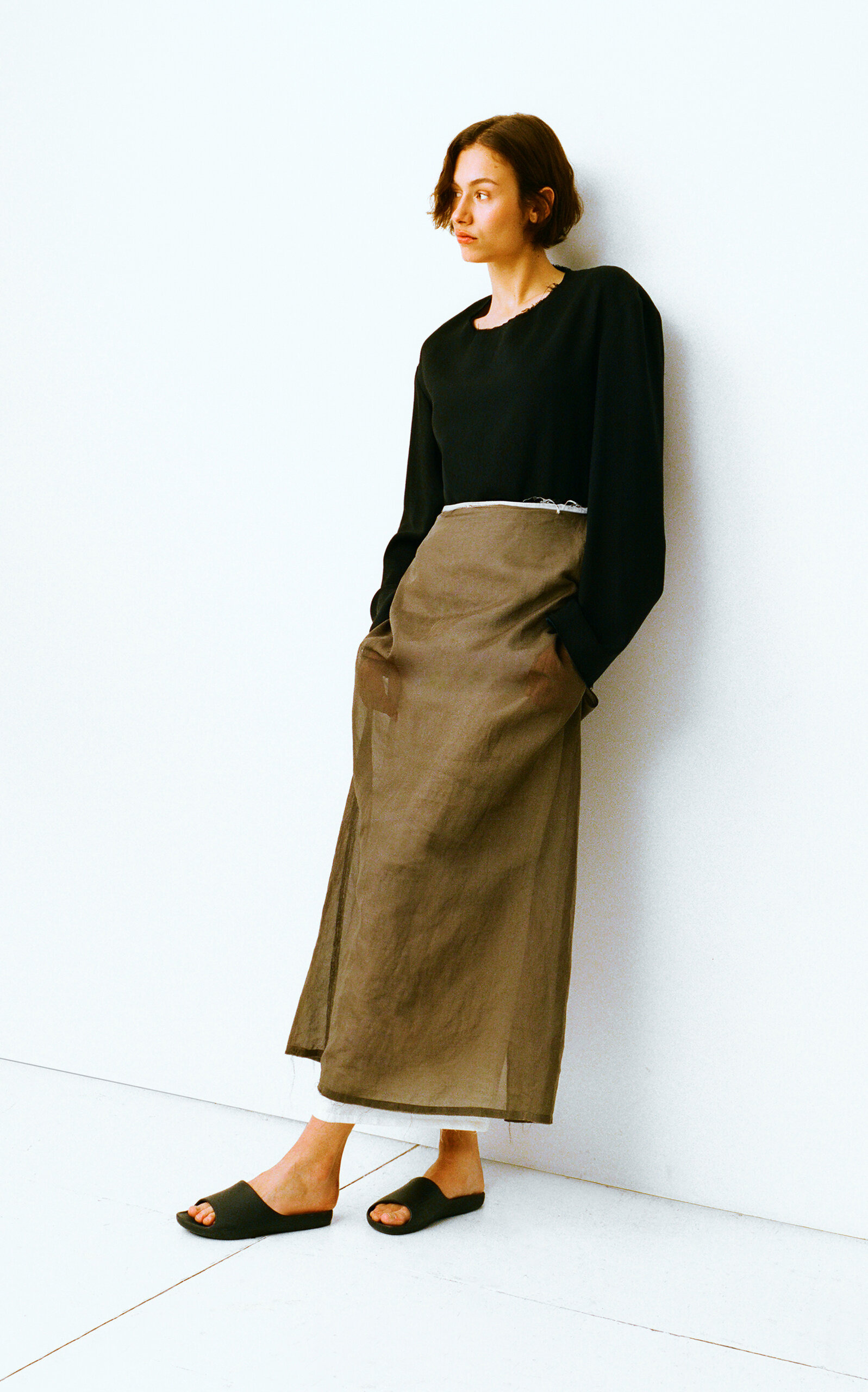 Zaira Layered Cotton Maxi Skirt brown - 2