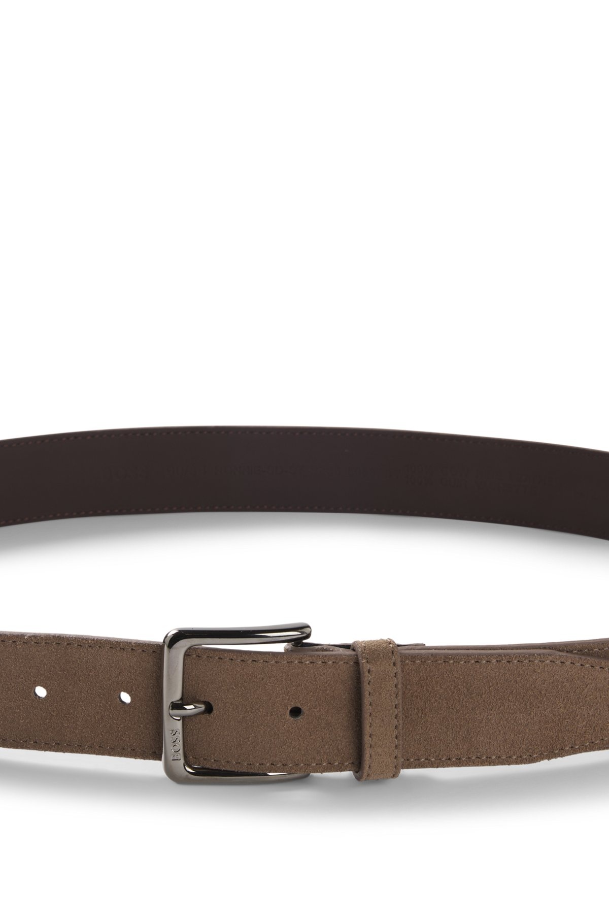 SUEDE BELT WITH LOGO-ENGRAVED GUNMETAL BUCKLE - 4