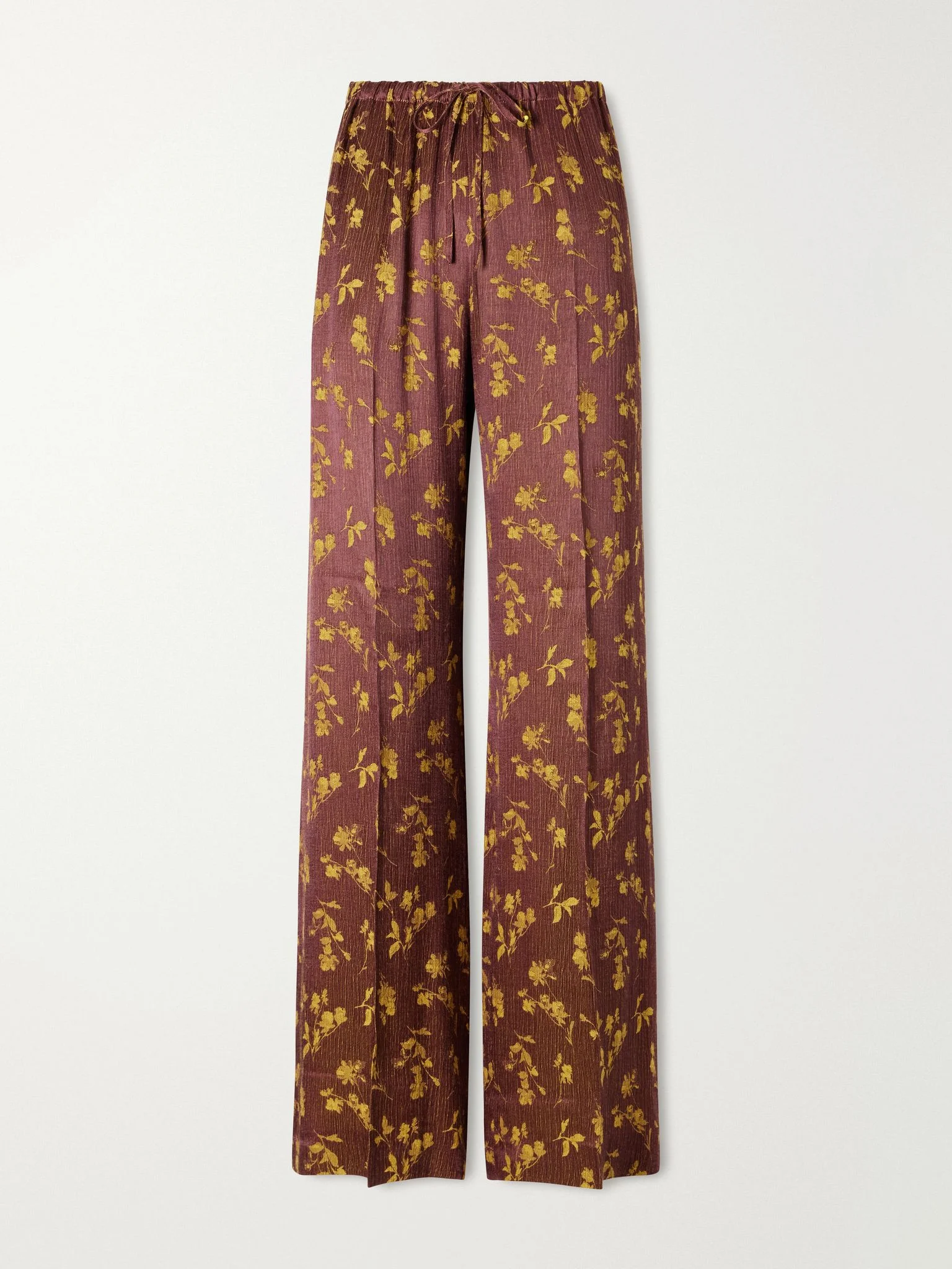 Floral-jacquard satin wide-leg pants Purple - 1