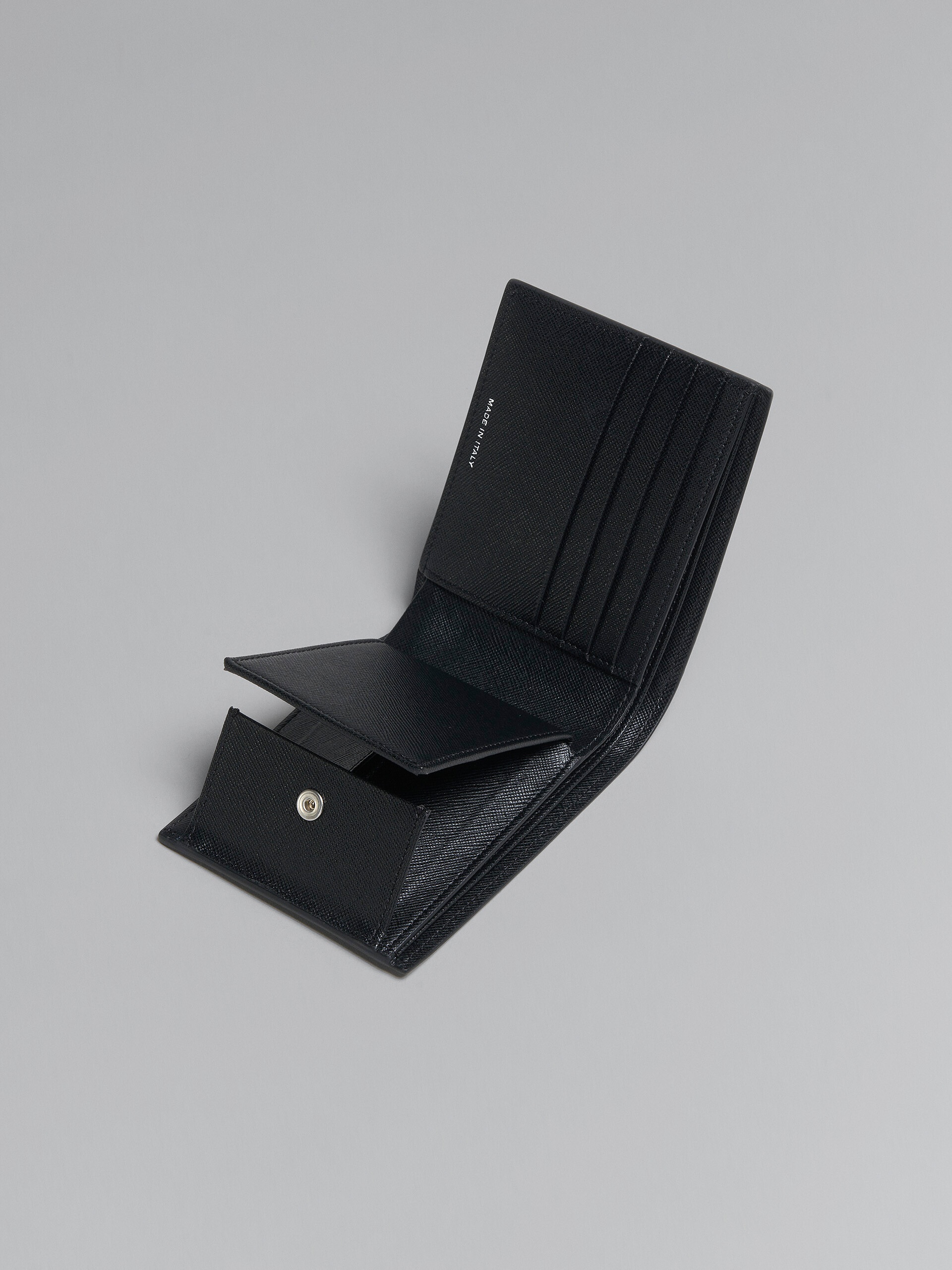 BLACK AND BLUE SAFFIANO LEATHER BI-FOLD WALLET - 5