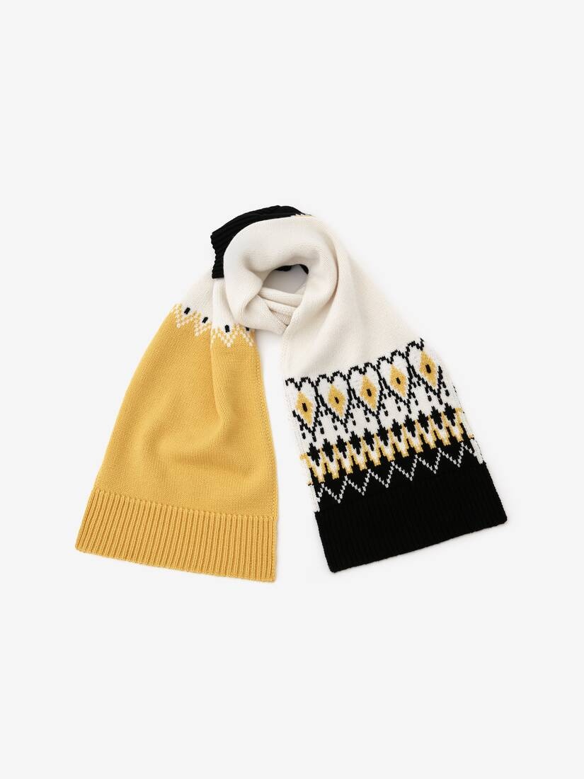 Fair Isle Asymmetric Patch Scarf in Sun/black - 3