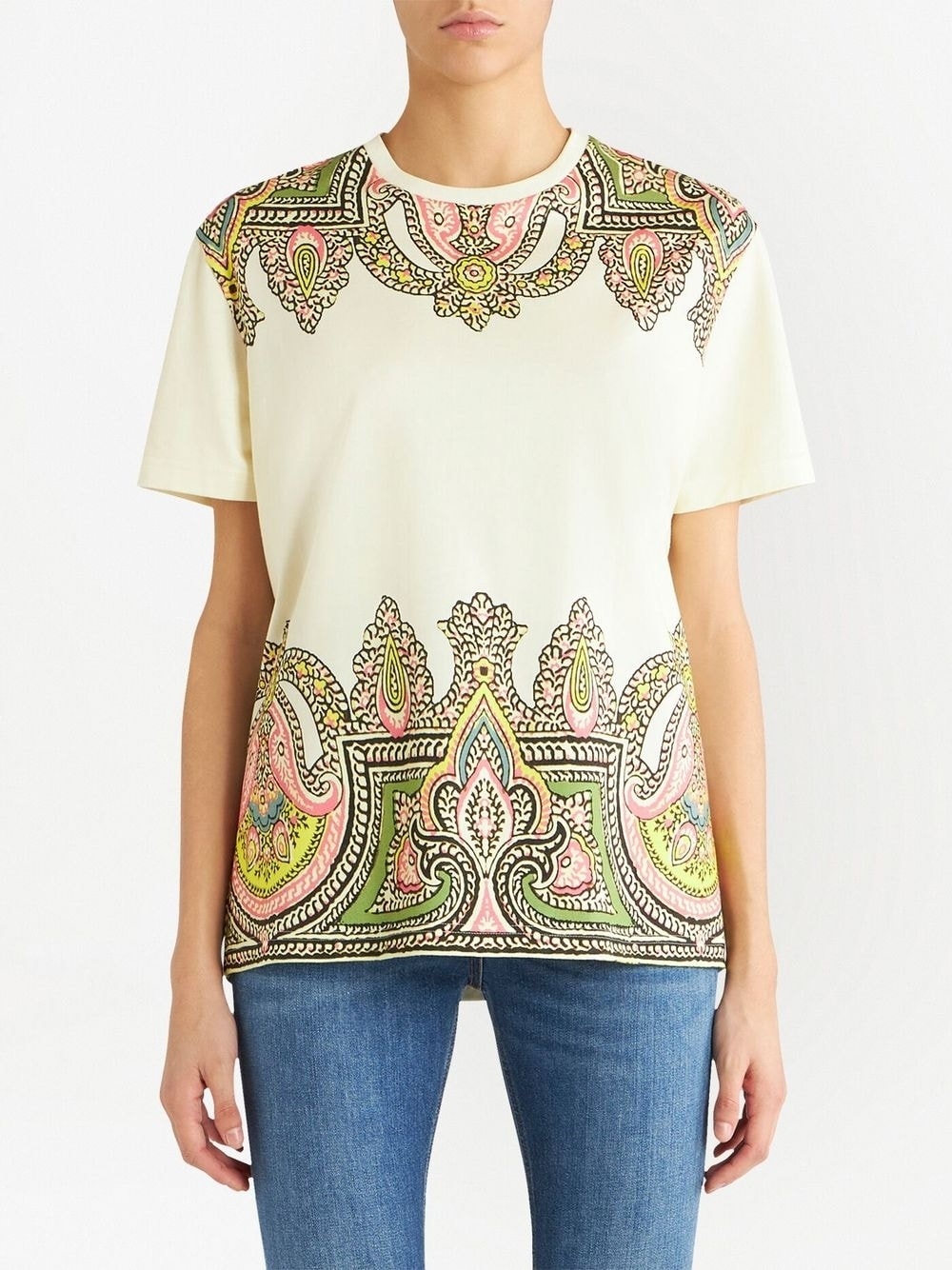 paisley-print crew-neck T-shirt - 3