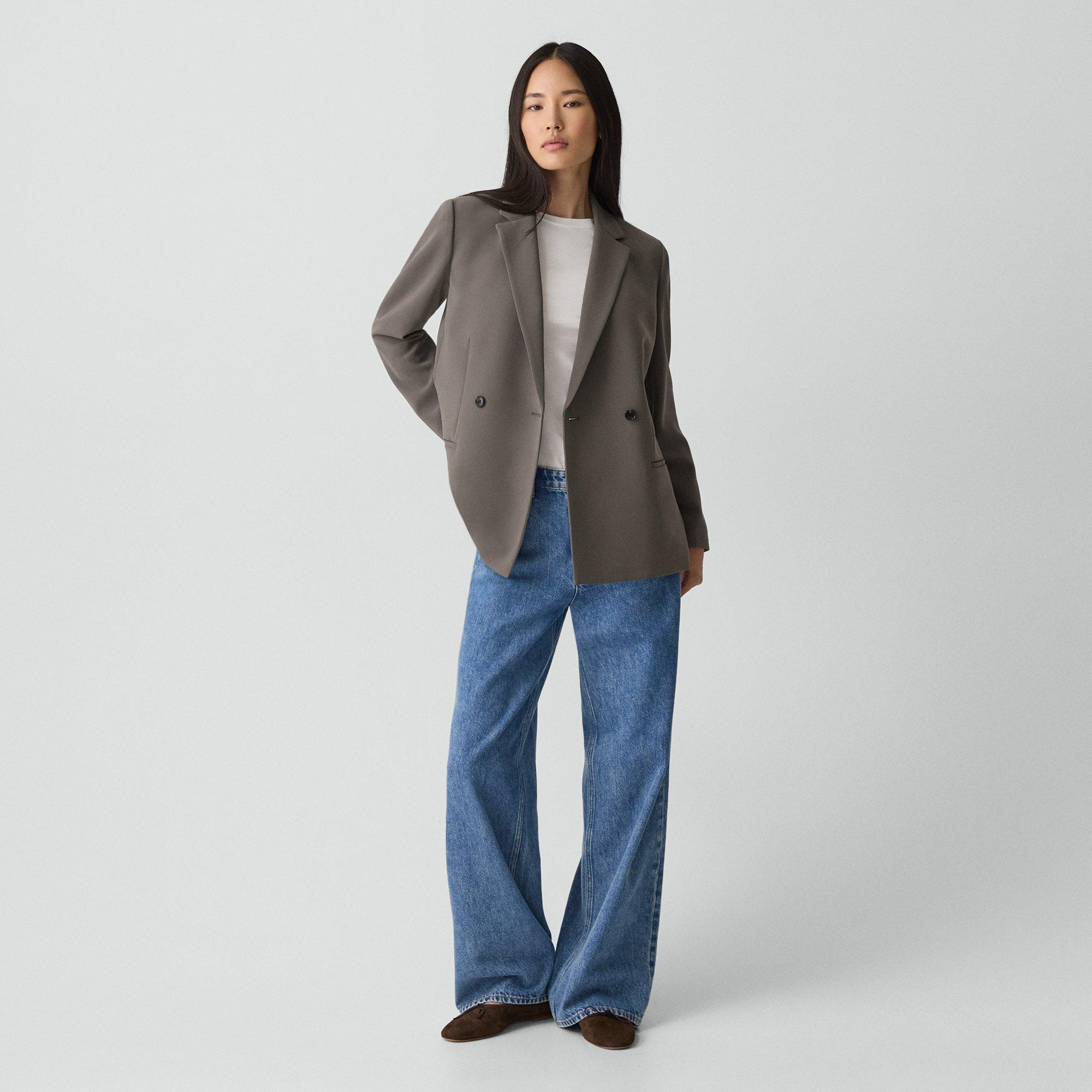 Relaxed Double-Breasted Blazer in Admiral Crepe - 6