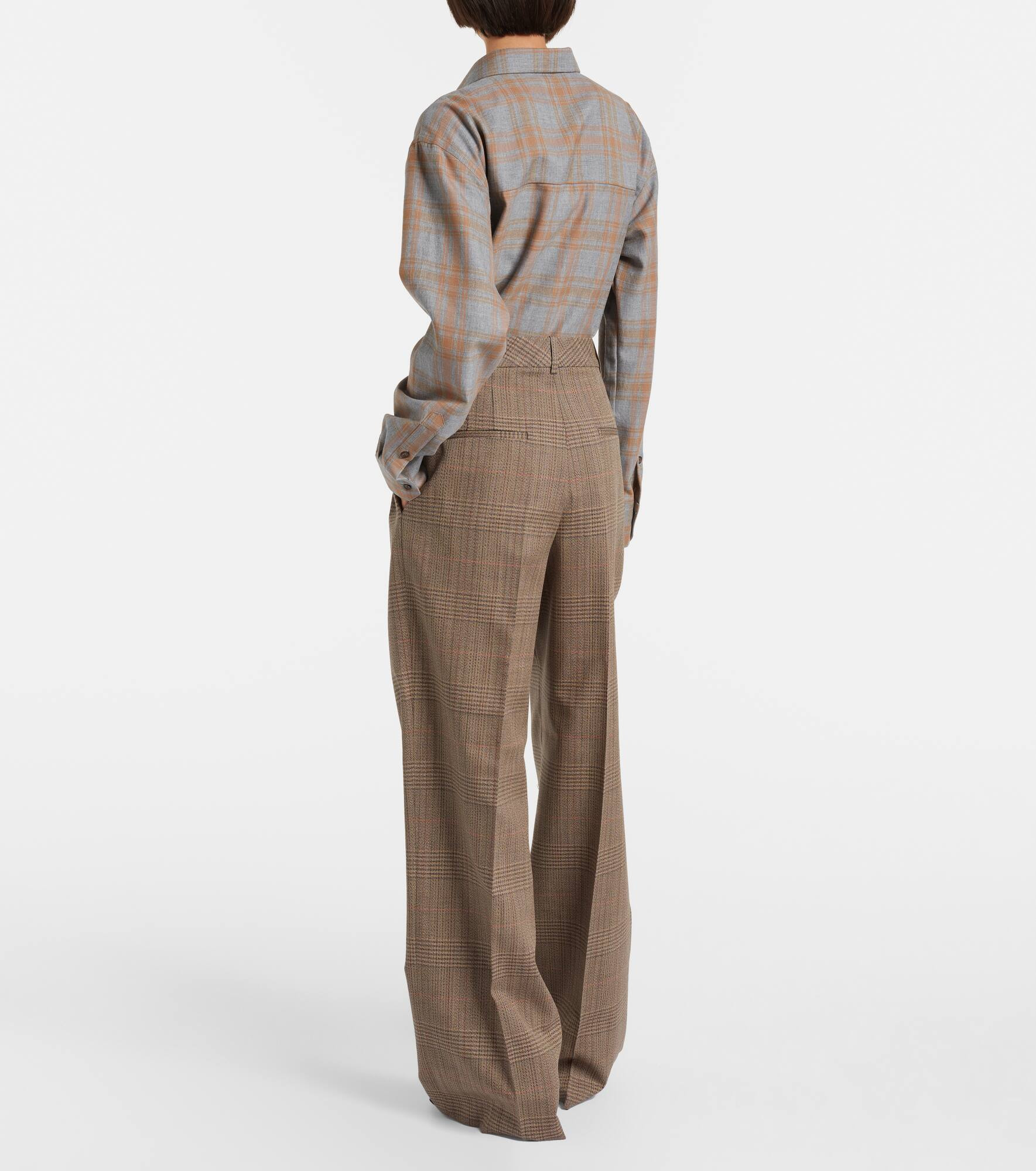Checked virgin wool straight pants - 3