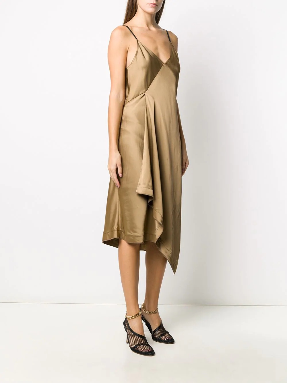 asymmetric slip midi dress - 3