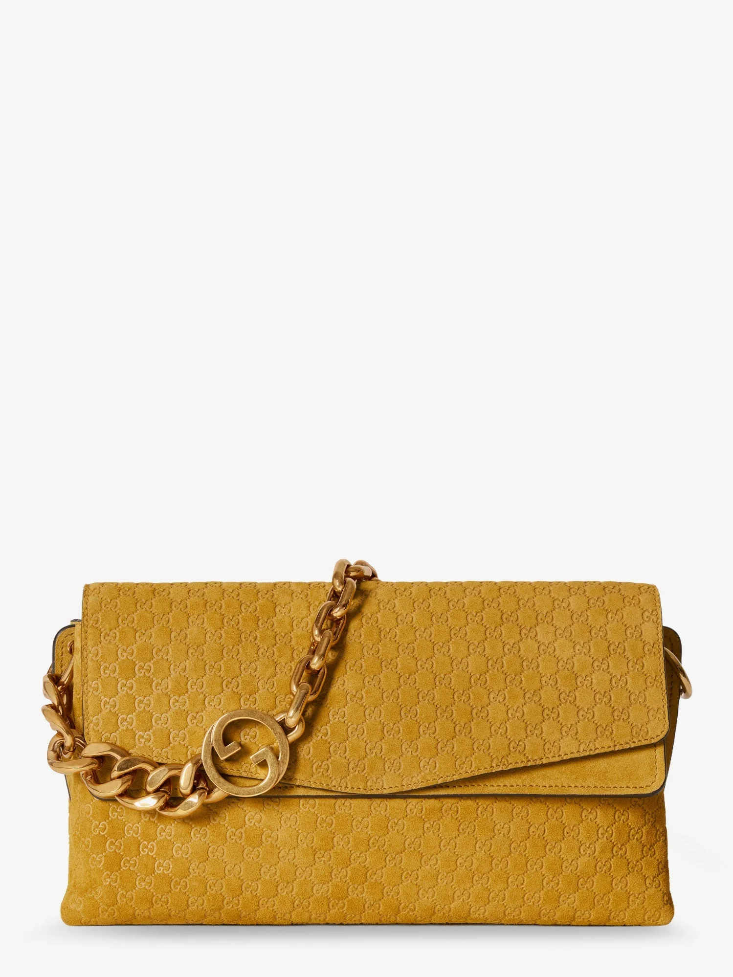 Gucci Suede Shoulder Bag With All-Over Gg Motif - 1