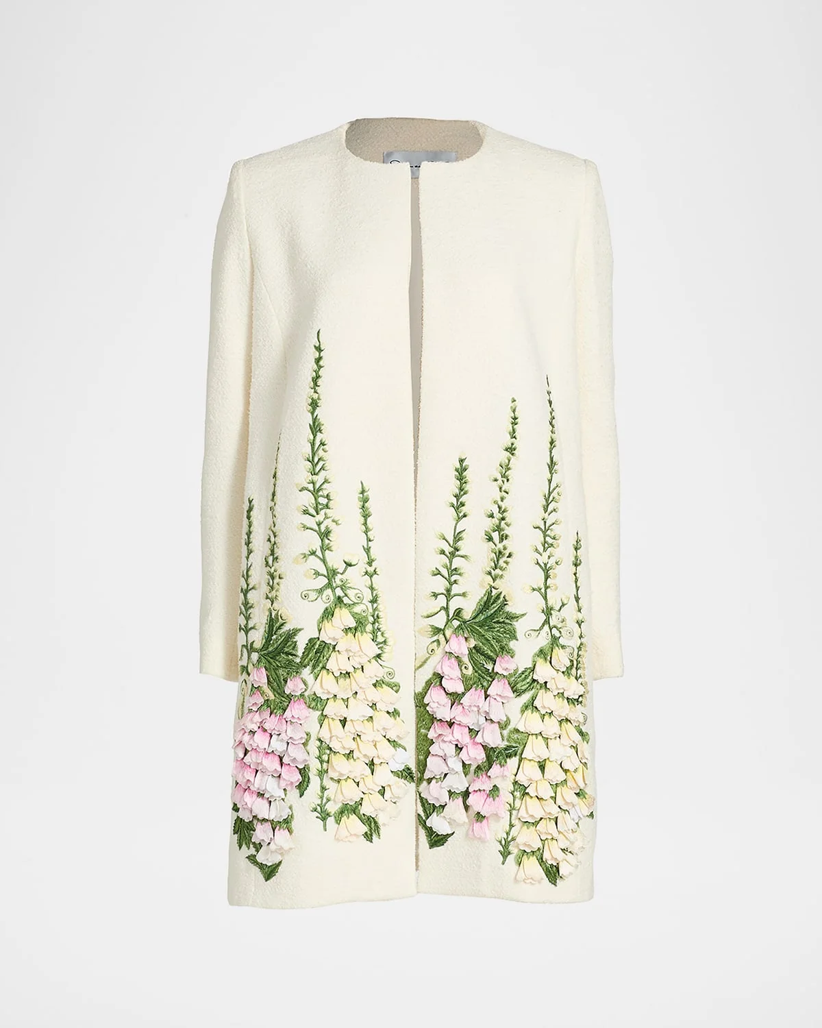 Foxglove Embroidered Tweed Collarless Jacket - 1