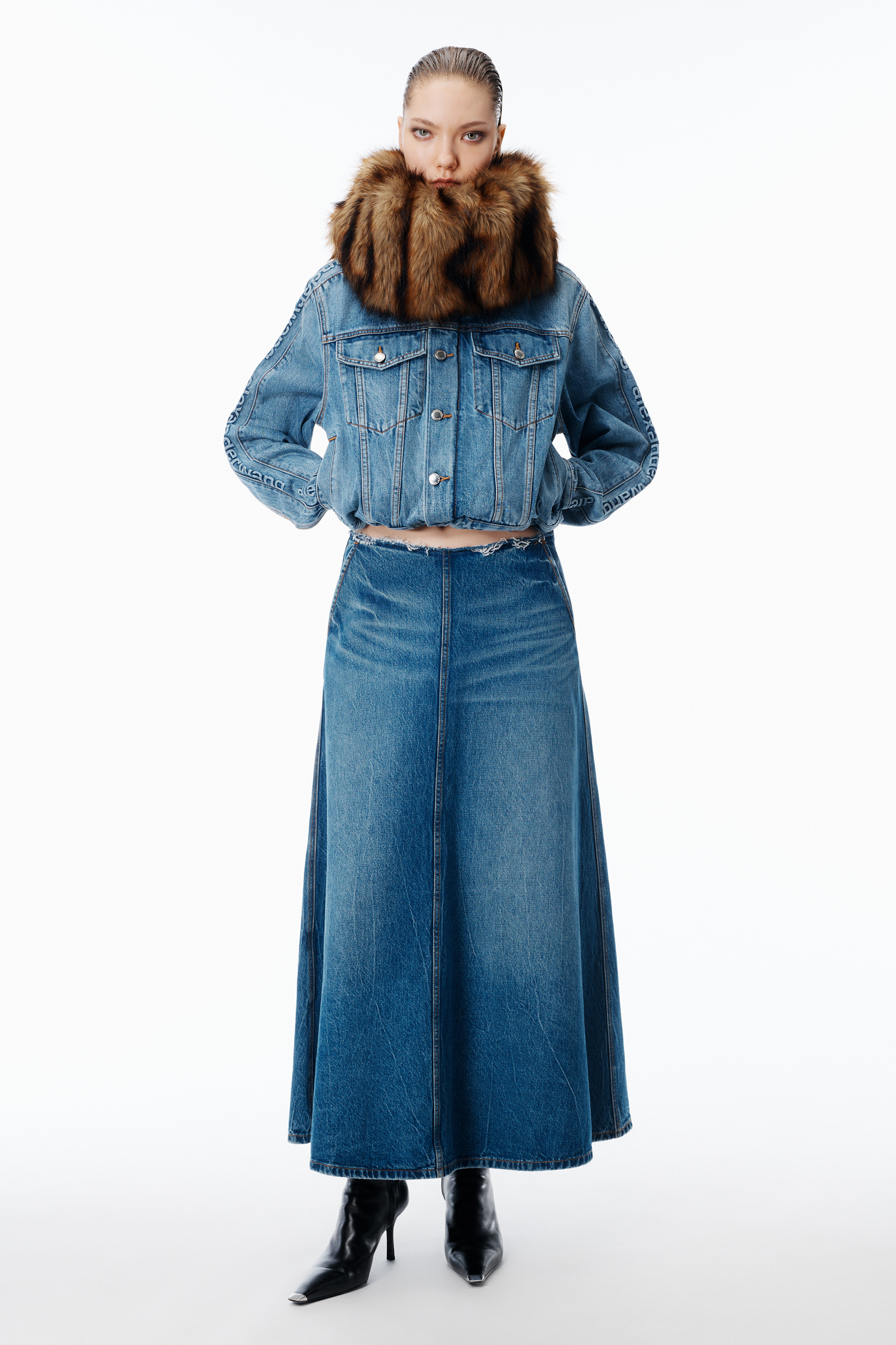 A-Line Denim Skirt Midi - 2