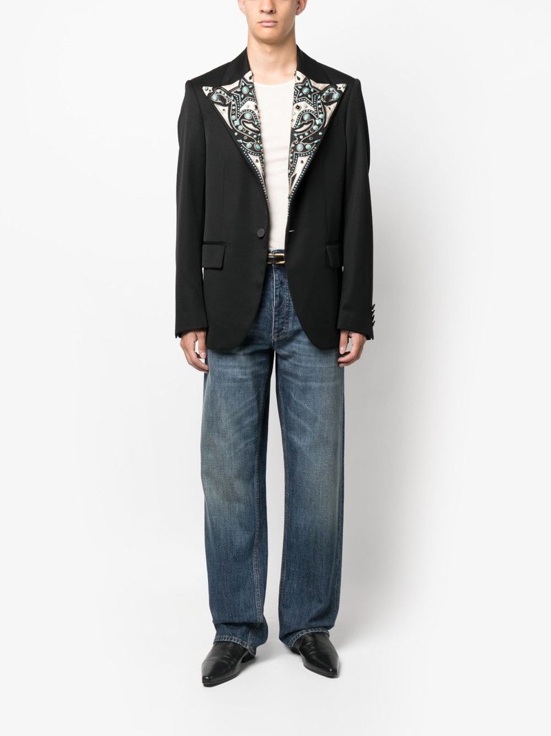 Roberto Cavalli turquoise-embellished single-breasted blazer outlook