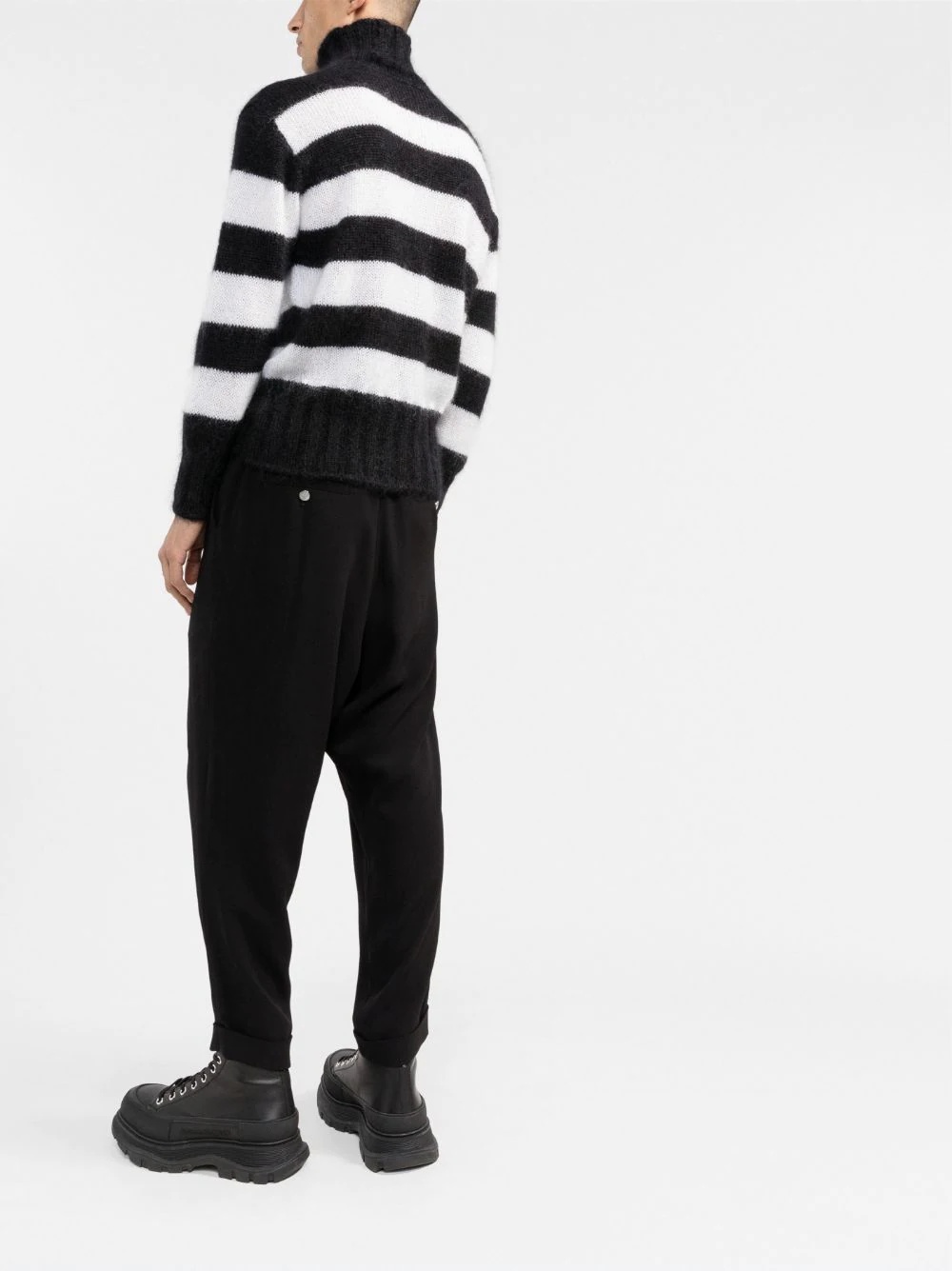slouchy crepe tapered-leg track pants - 4