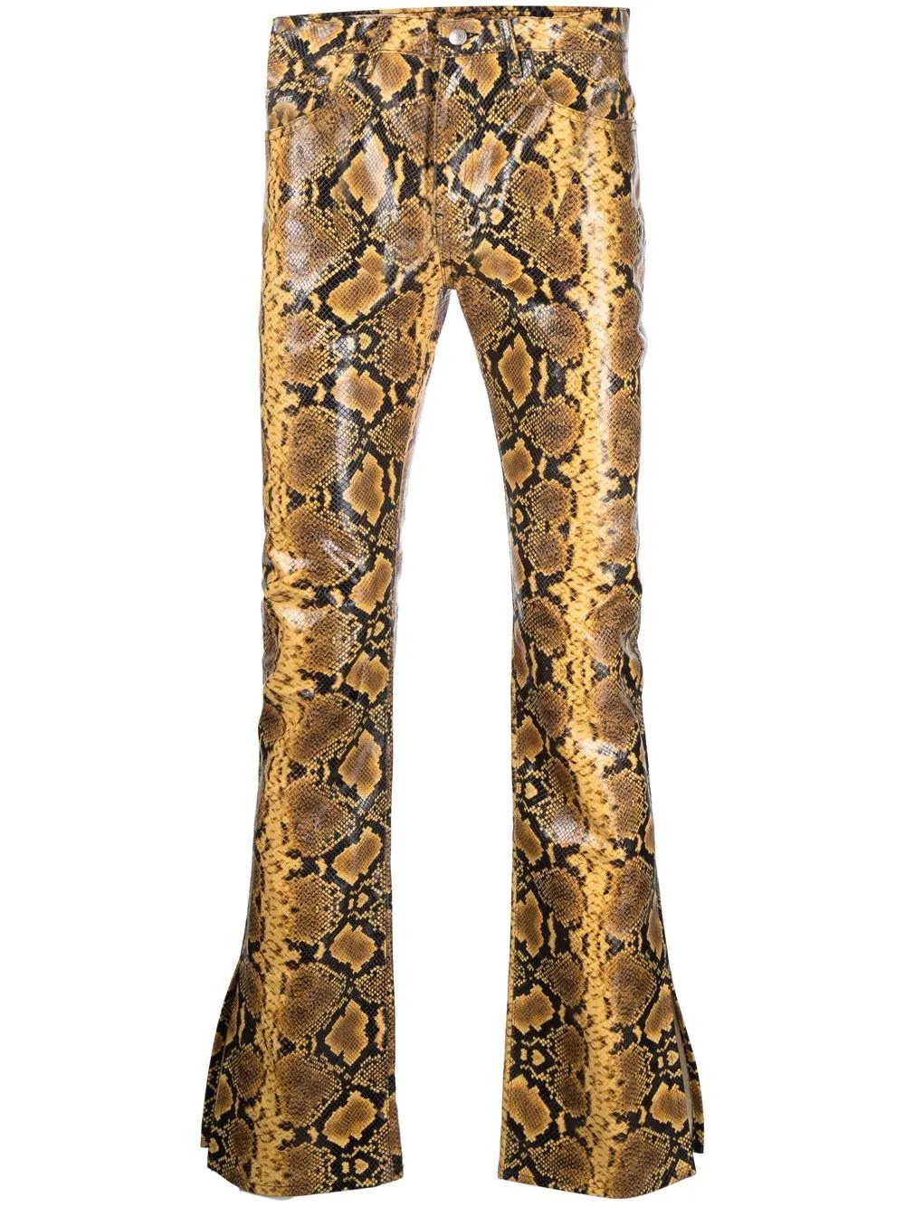 snakeskin-print flared trousers - 1