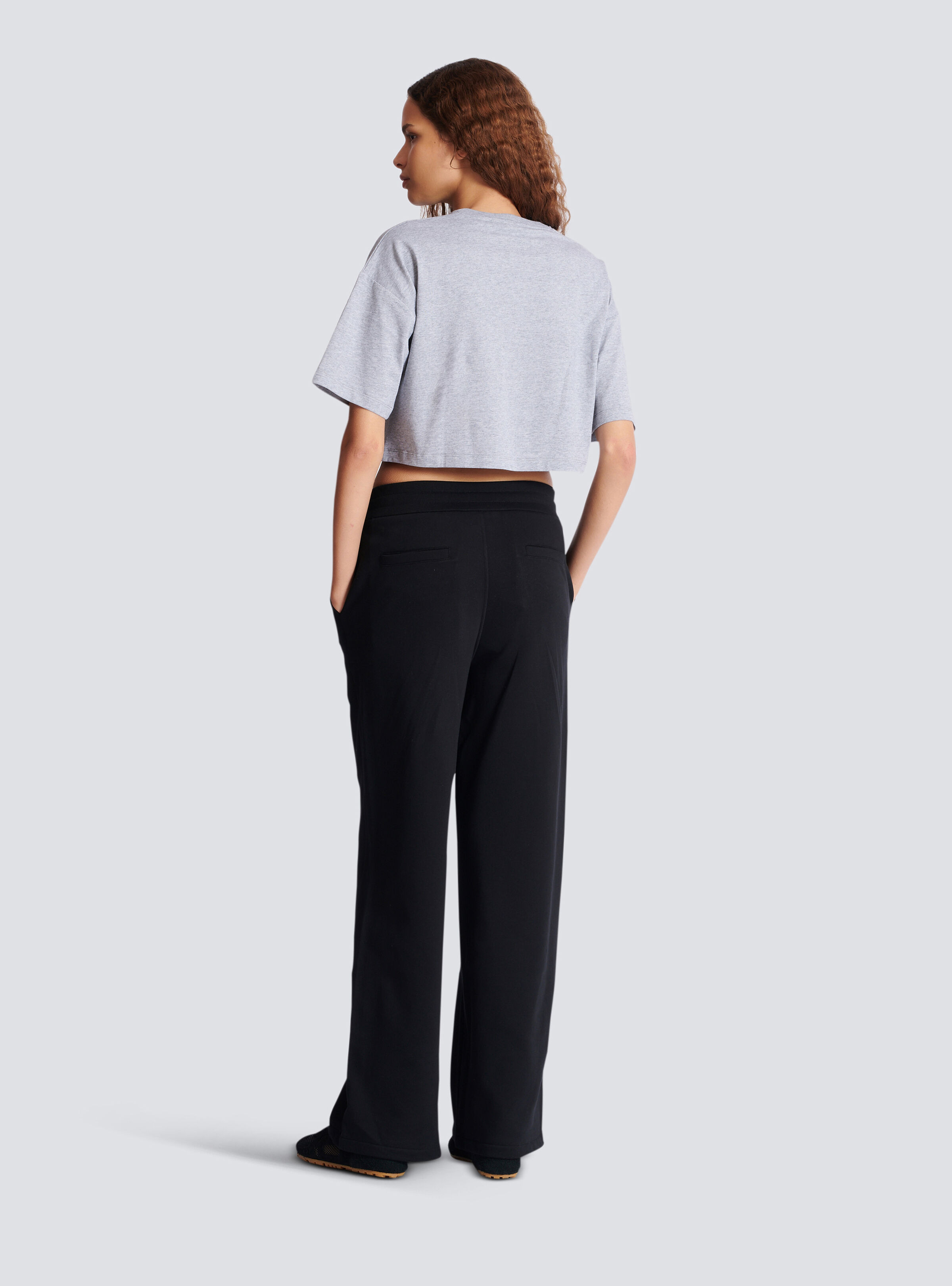 Boxy cropped T-shirt with Balmain print - 4