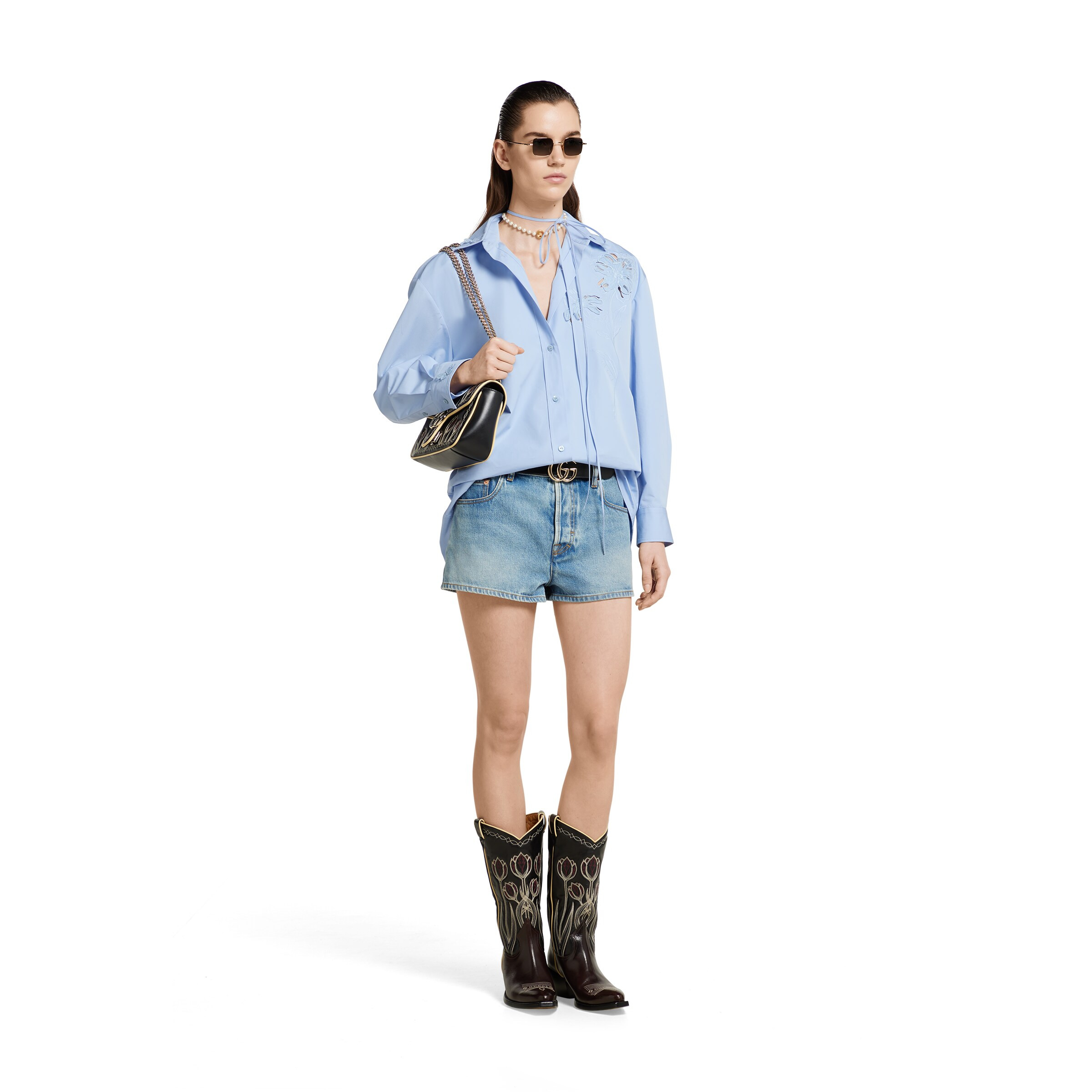 Stonewashed denim shorts - 2