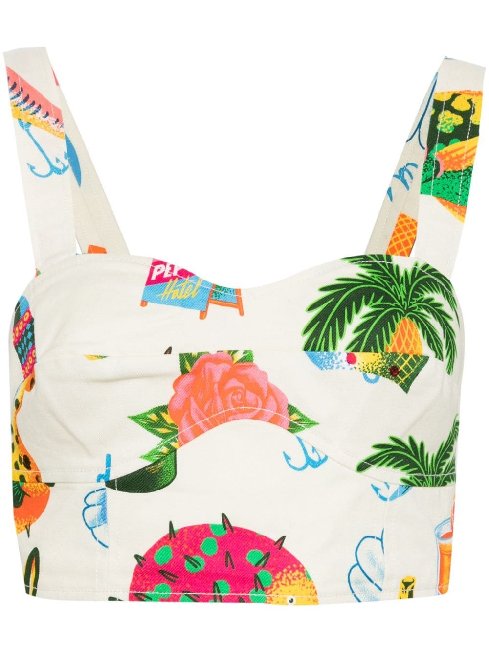 tropical-print crop top - 1