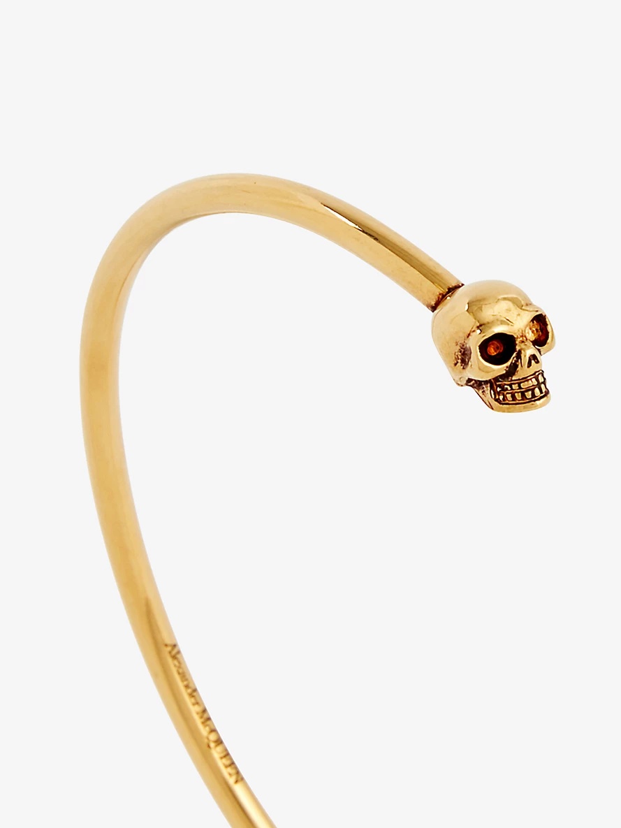 Skull-charm brass bangle - 2